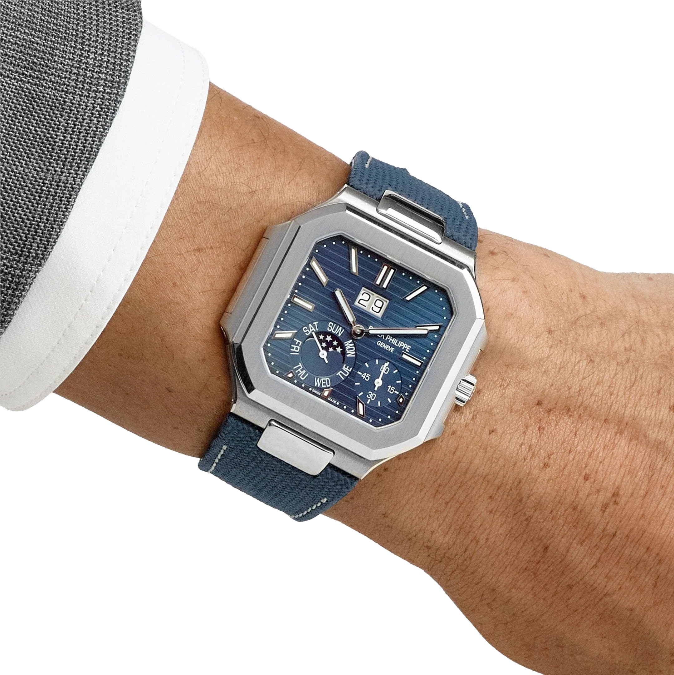 Patek Philippe Cubitus 45mm 5822P-001 Platinum Blue Dial Moon Phase - Image 4