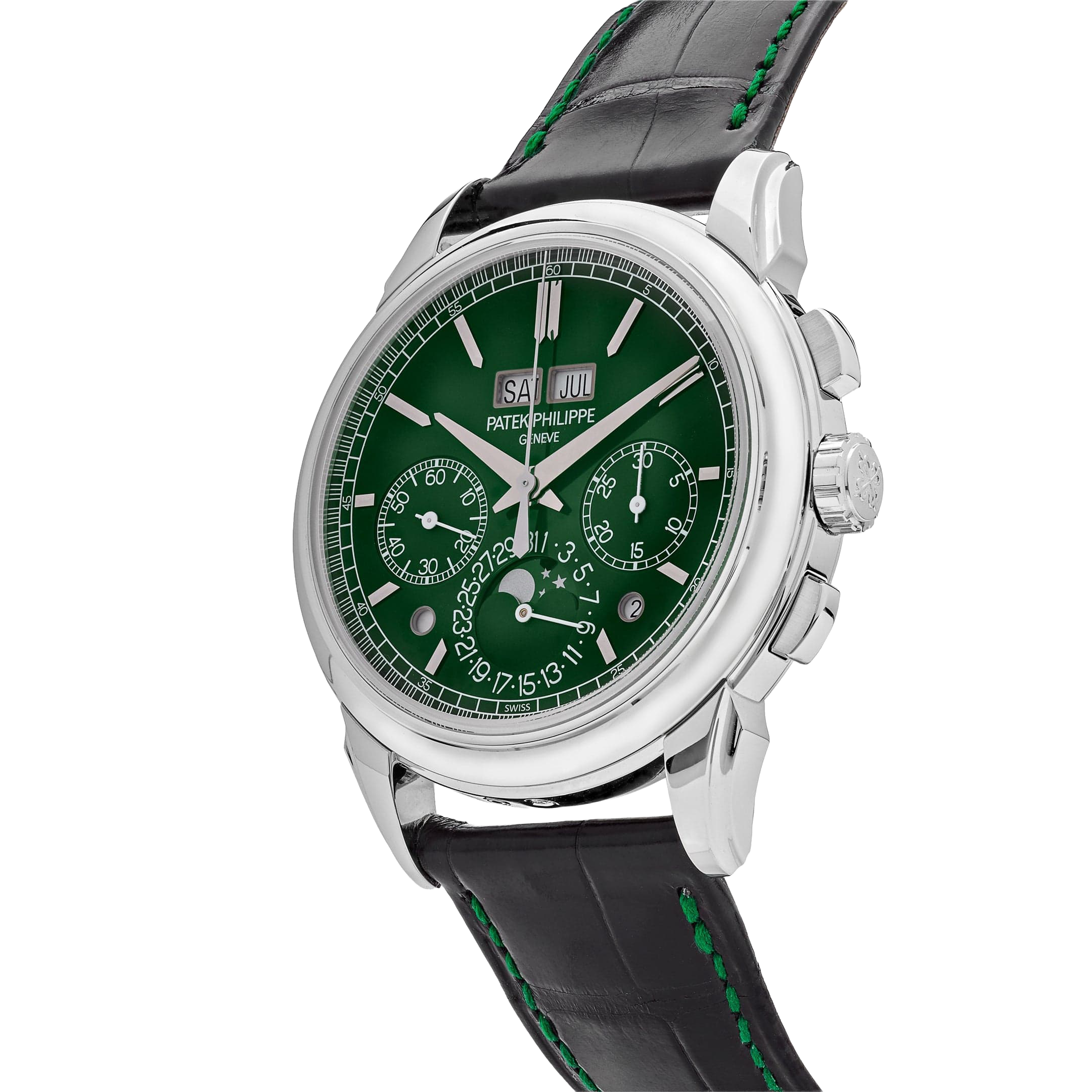 Patek Philippe Grand Complications 41mm 5270P-014 Perpetual Calendar Chronograph Platinum Green Dial - Image 3