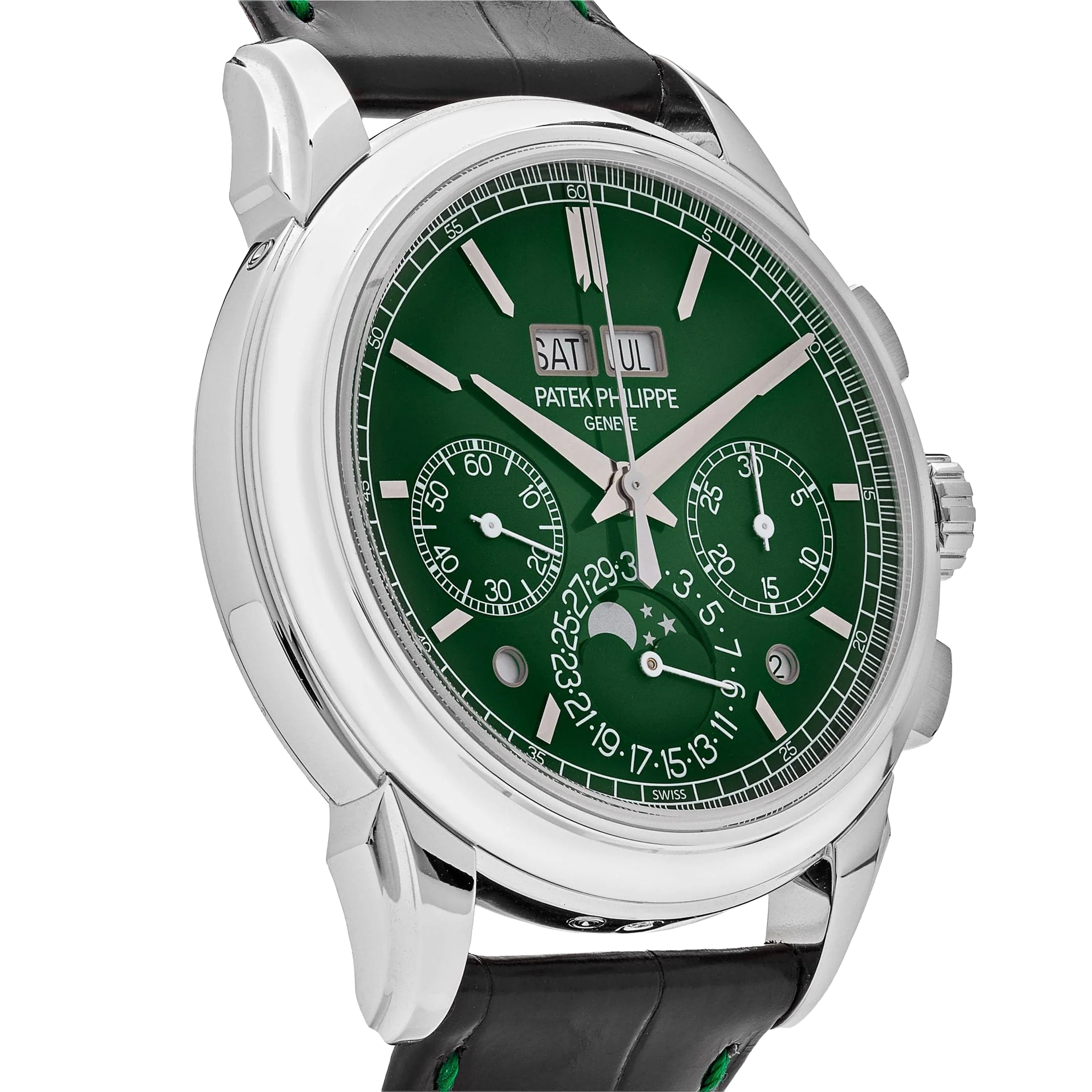 Patek Philippe Grand Complications 41mm 5270P-014 Perpetual Calendar Chronograph Platinum Green Dial - Image 4