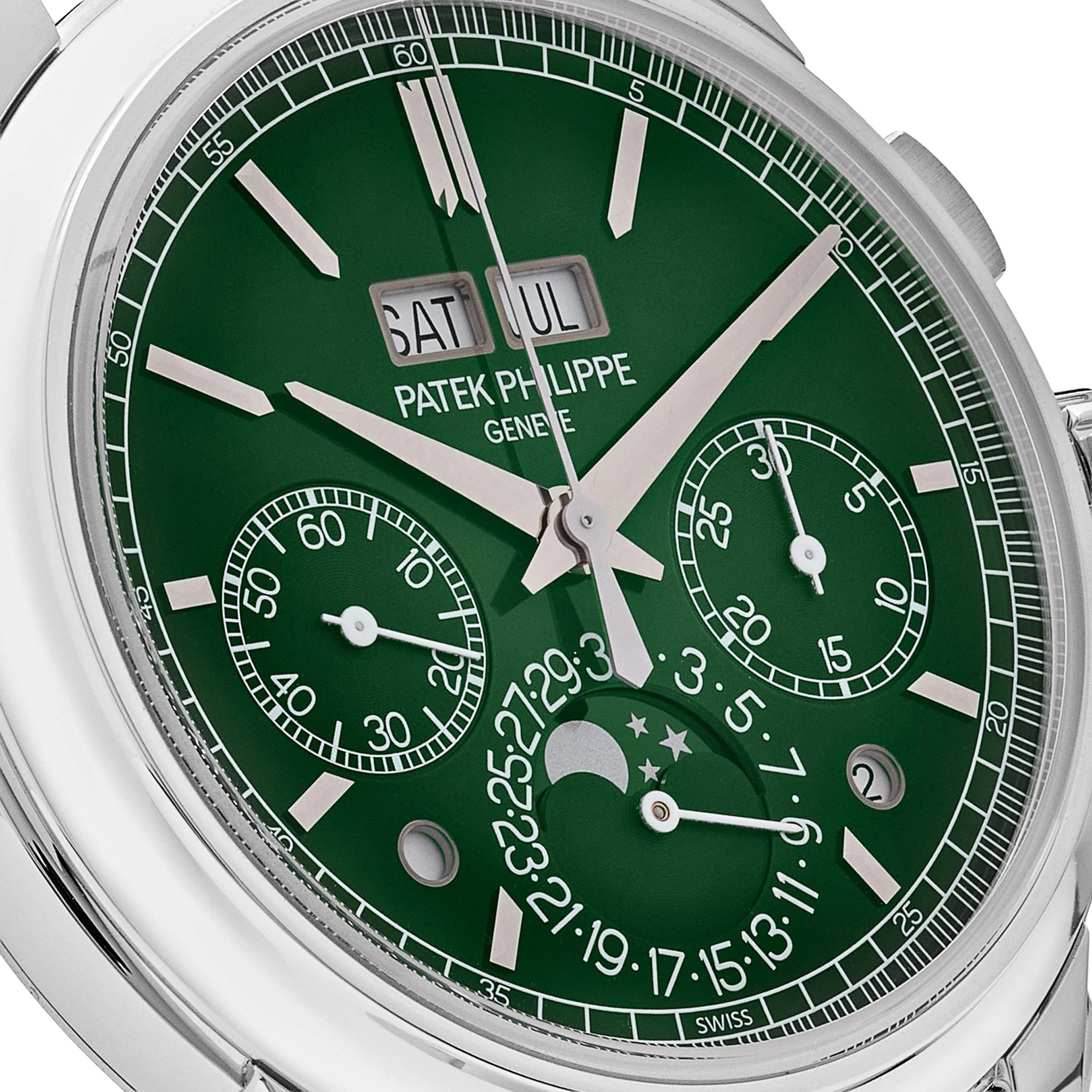 Patek Philippe Grand Complications 41mm 5270P-014 Perpetual Calendar Chronograph Platinum Green Dial - Image 5