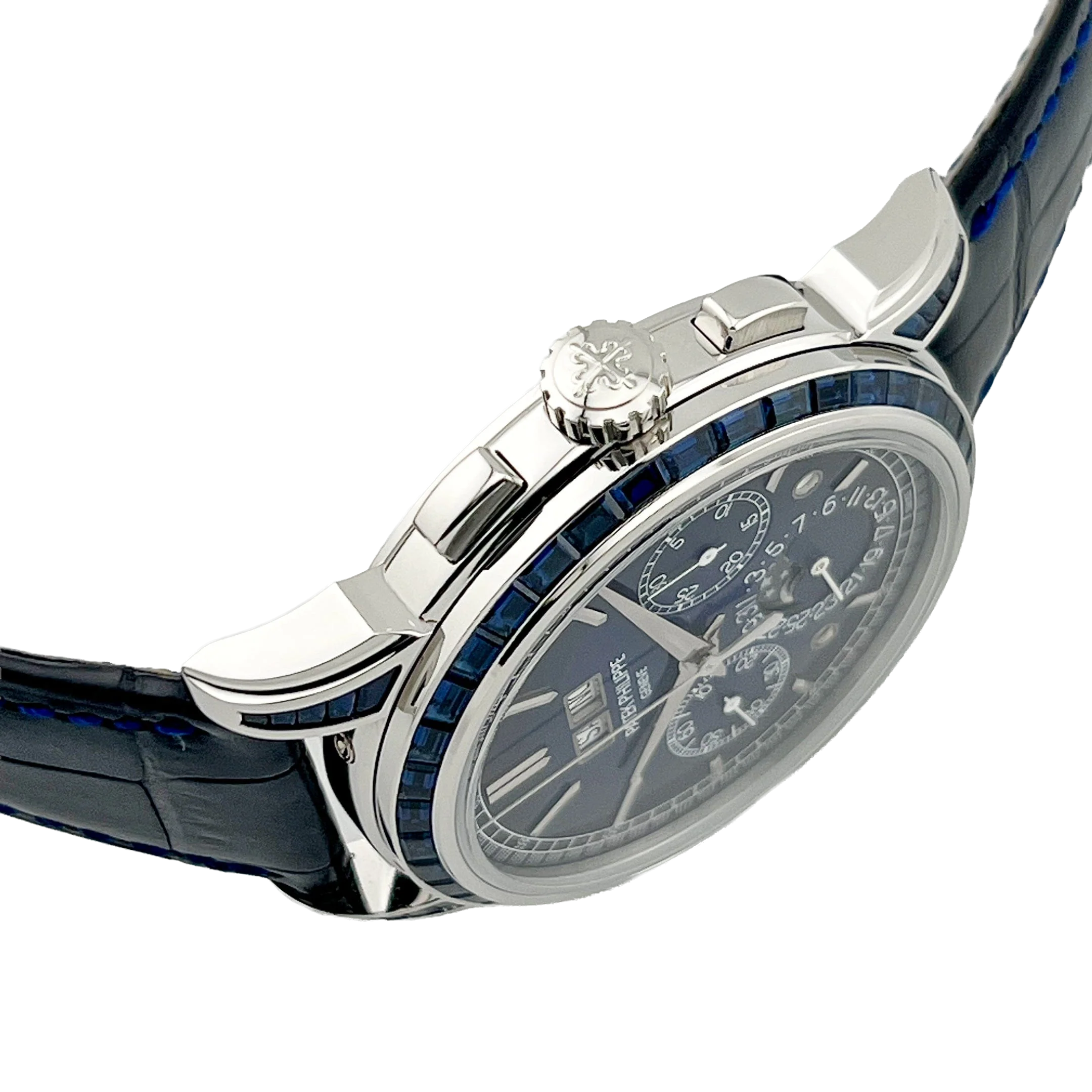 Patek Philippe Grand Complications 41mm 5271/11P-010 Perpetual Calendar Chronograph Platinum Baguette Sapphires - Image 6