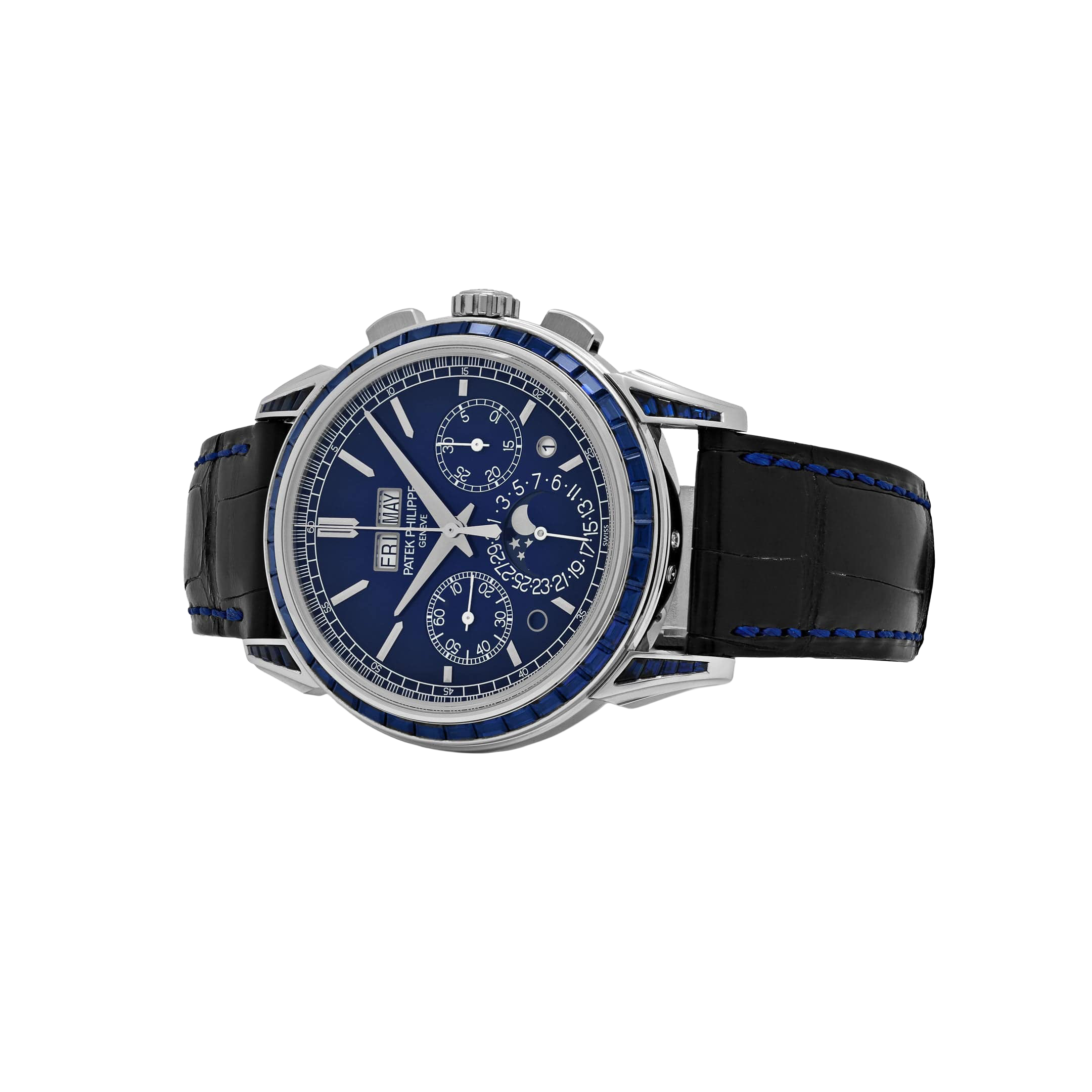 Patek Philippe Grand Complications 41mm 5271/11P-010 Perpetual Calendar Chronograph Platinum Baguette Sapphires - Image 3