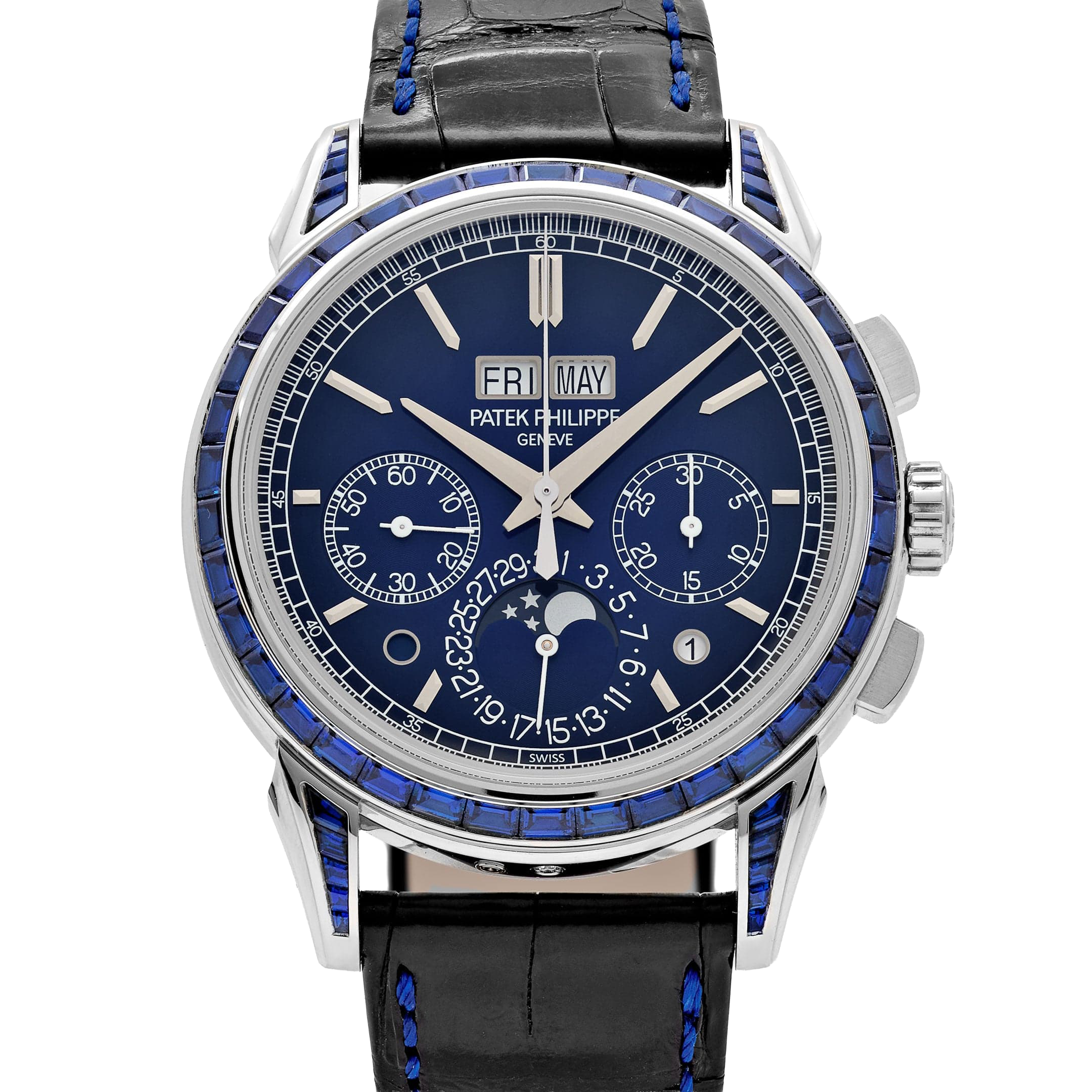 Patek Philippe Grand Complications 41mm 5271/11P-010 Perpetual Calendar Chronograph Platinum Baguette Sapphires - Image 5