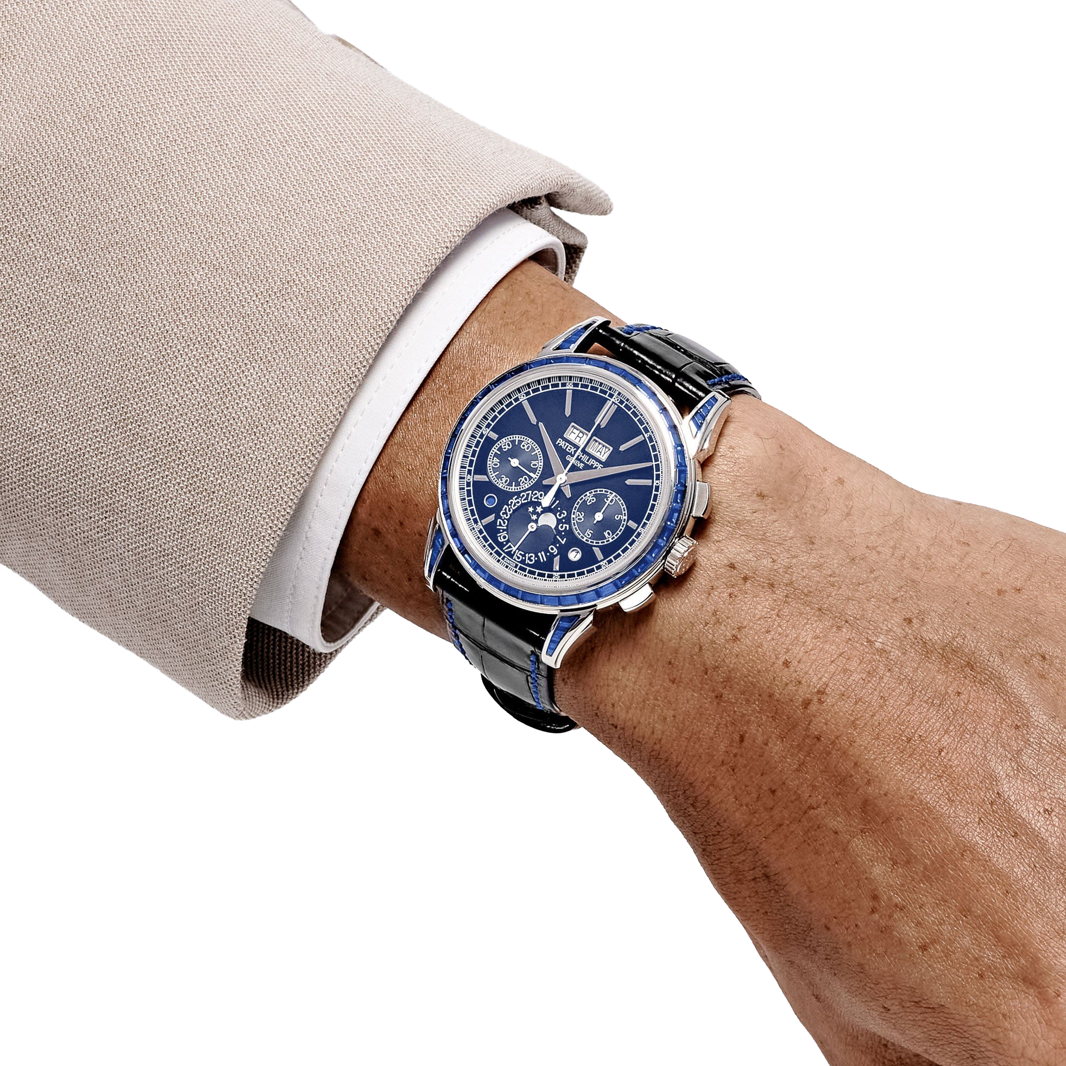 Patek Philippe Grand Complications 41mm 5271/11P-010 Perpetual Calendar Chronograph Platinum Baguette Sapphires - Image 2