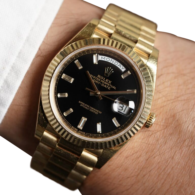 Rolex President Day-Date 40mm Black Dial Yellow Gold Diamond Mens Watch 228238 - Image 6