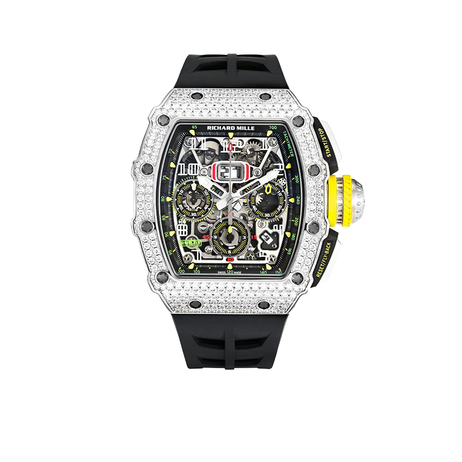 Richard Mille Chronograph & 18K White Gold ?C Diamond Bezel ?C Skeleton Dial 50 mm