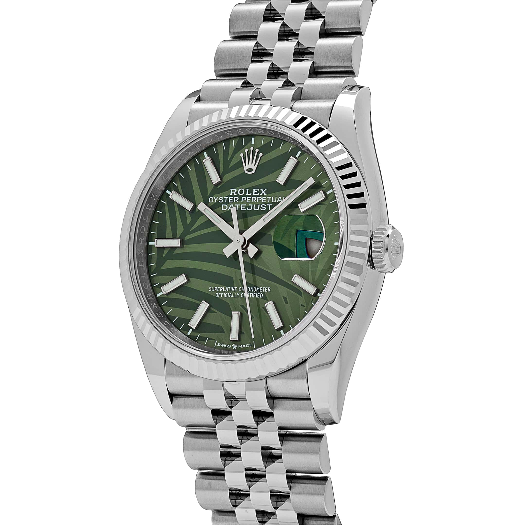 Rolex Datejust 36mm 126234 Stainless Steel Olive Green Palm Motif Dial - Image 4