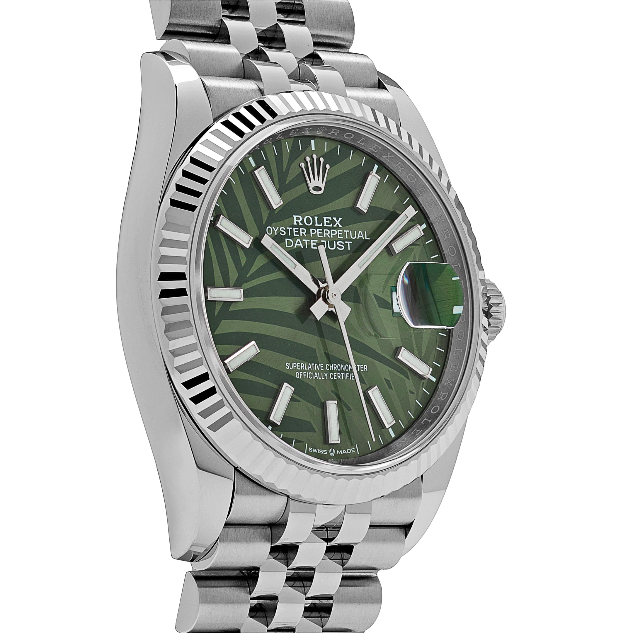 Rolex Datejust 36mm 126234 Stainless Steel Olive Green Palm Motif Dial - Image 3