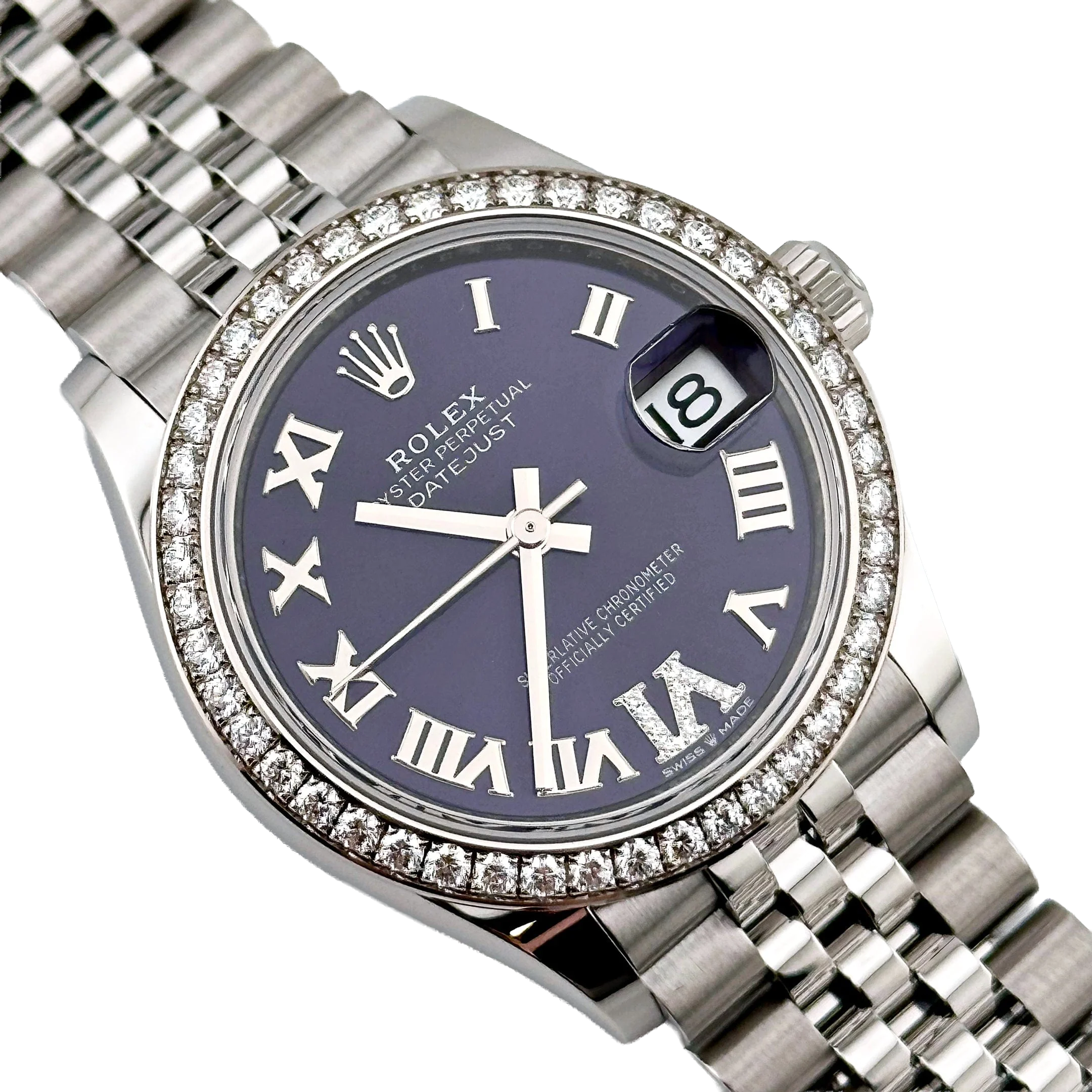 Rolex Lady-Datejust 31mm 278384RBR Stainless Steel Diamond Bezel Violet Roman Dial Jubilee - Image 2