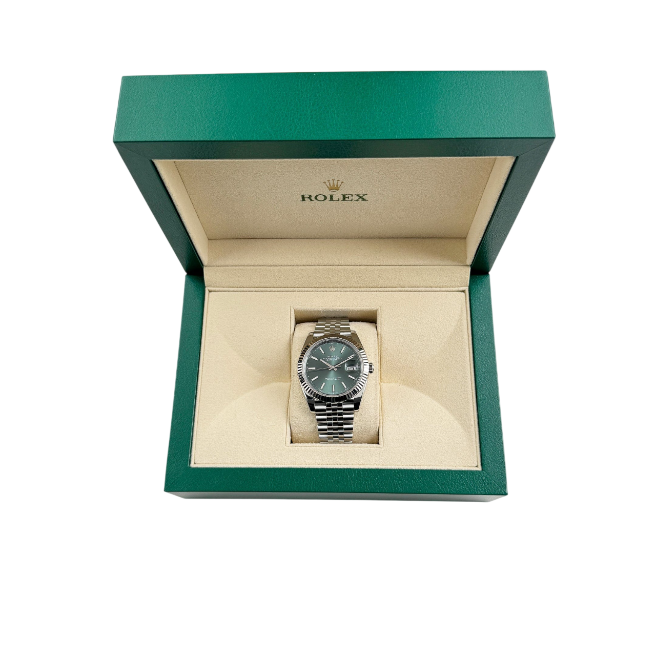 Rolex Datejust 41mm Steel White Gold Mint Green Dial Mens Watch 126334-0028 - Image 10