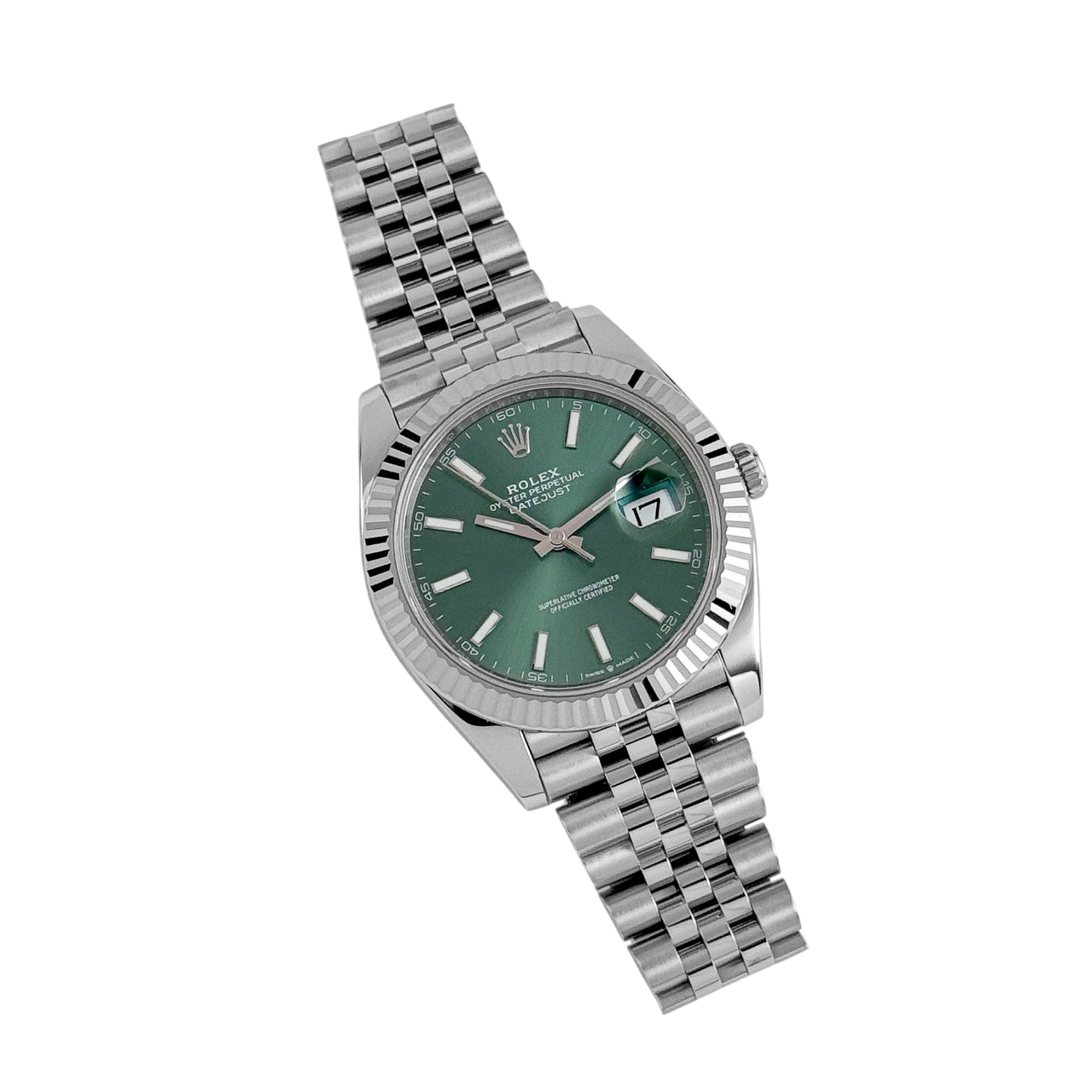 Rolex Datejust 41mm Steel White Gold Mint Green Dial Mens Watch 126334-0028 - Image 5