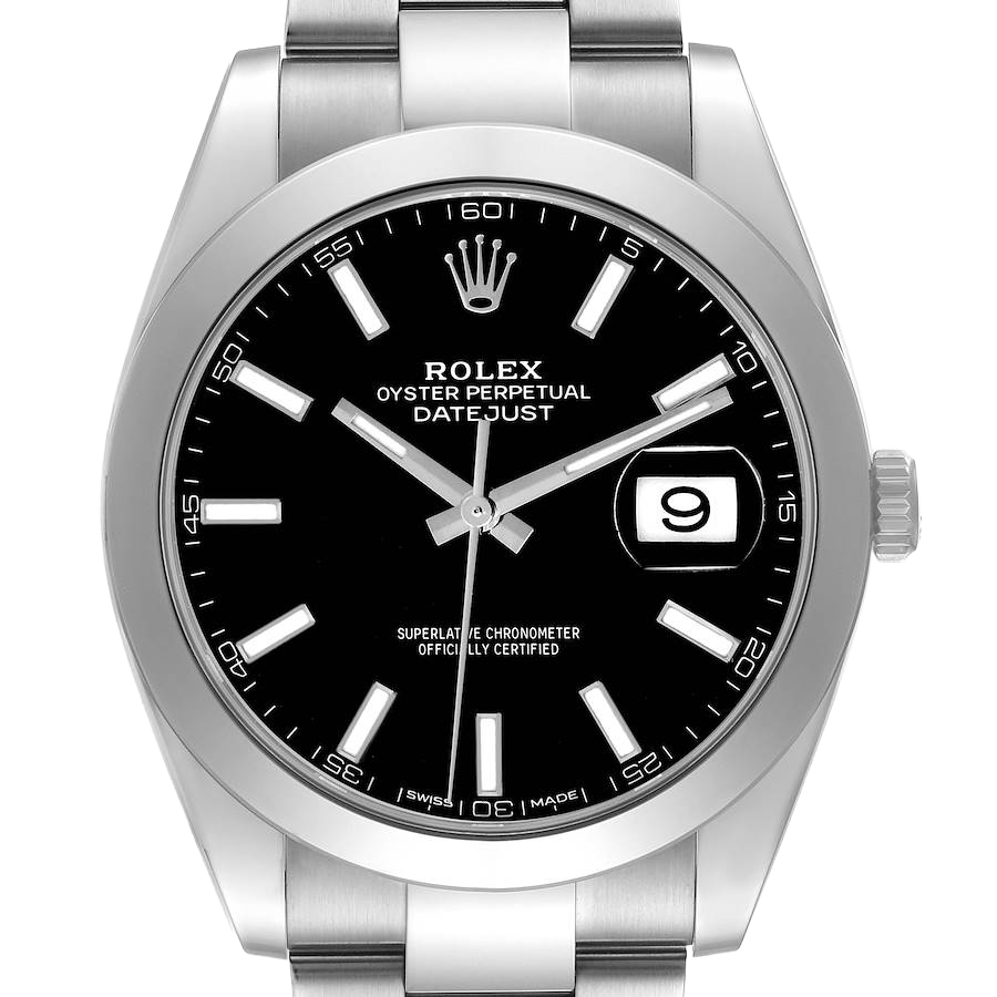 Rolex Datejust 41mm Black Dial Smooth Bezel Steel Mens Watch 126300 - Image 3