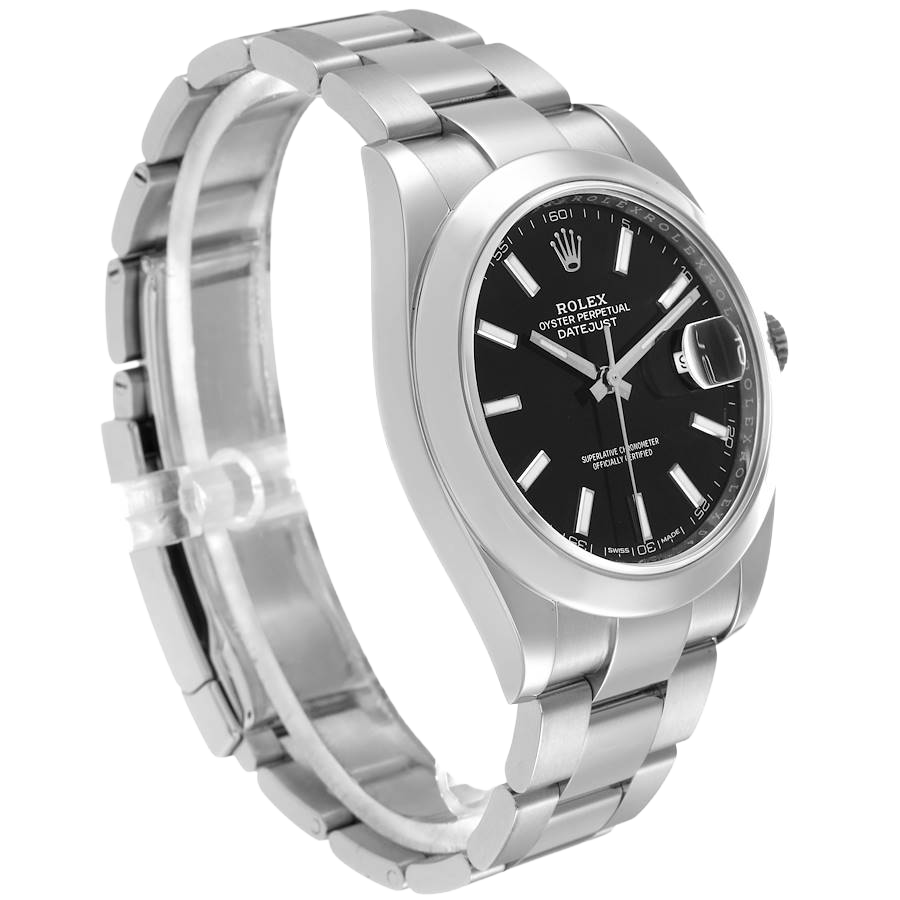 Rolex Datejust 41mm Black Dial Smooth Bezel Steel Mens Watch 126300 - Image 4