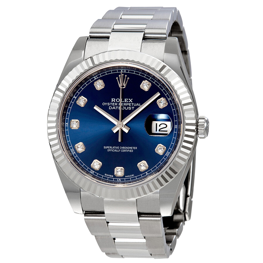 Rolex Datejust 41mm Oystersteel and white gold, blue and diamond-set dial 126334-0015 - Image 2