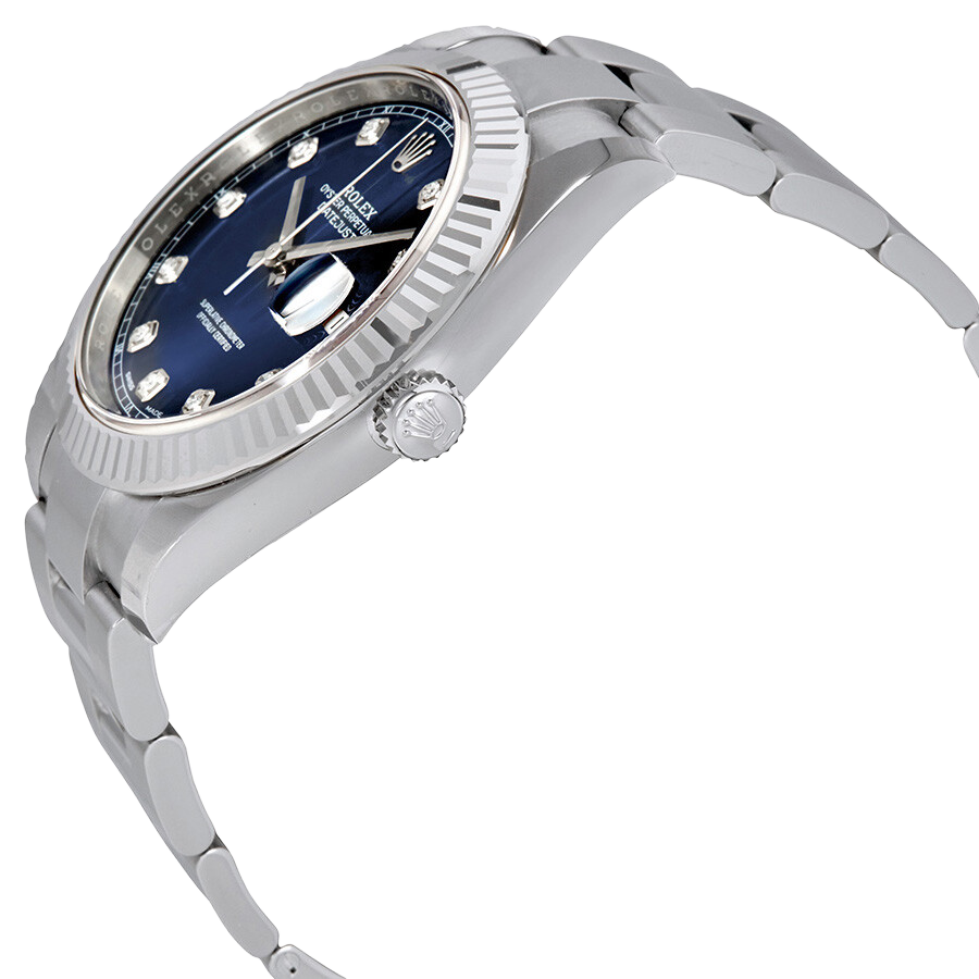 Rolex Datejust 41mm Oystersteel and white gold, blue and diamond-set dial 126334-0015 - Image 3