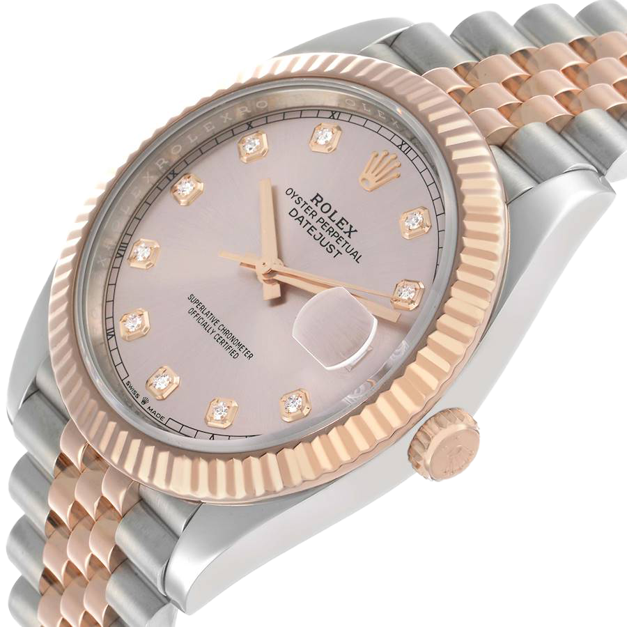 Rolex Datejust 41 Steel Everose Gold Sundust Diamond Dial Mens Watch 126331 - Image 3