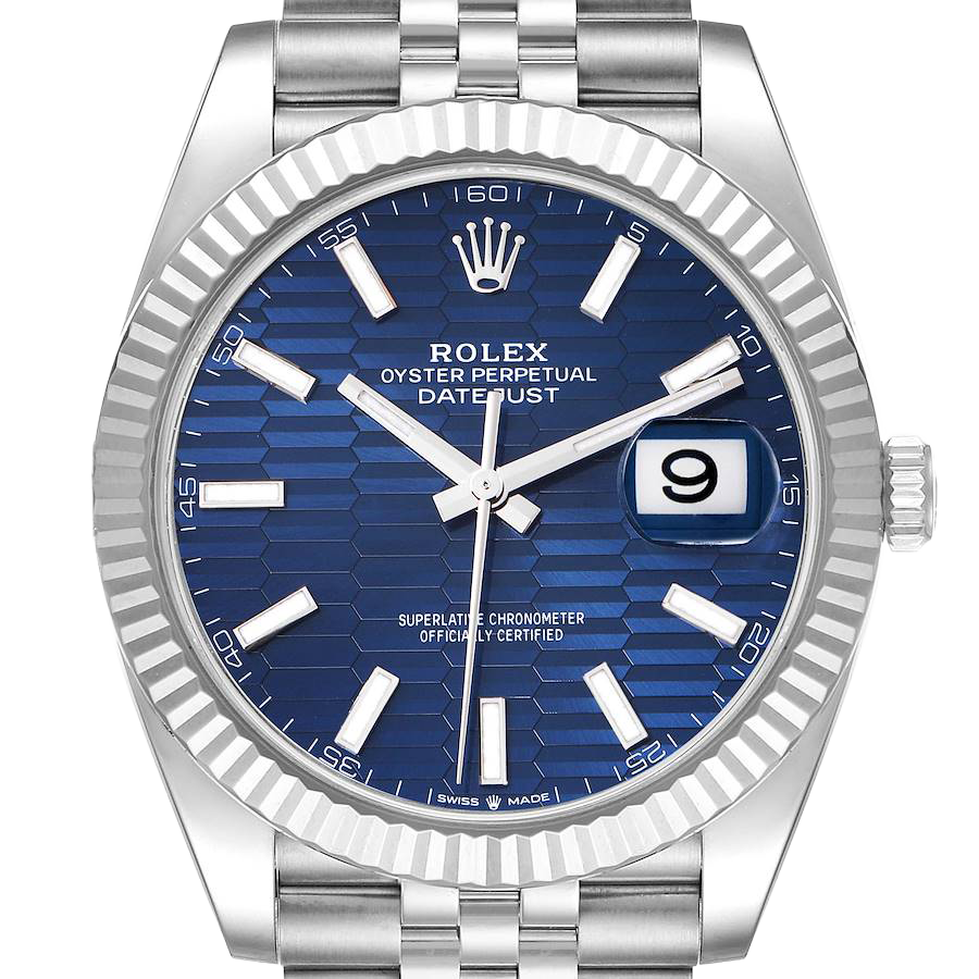 Rolex Datejust 41mm Steel White Gold Fluted Motif Dial Mens Watch 126334 - Image 3