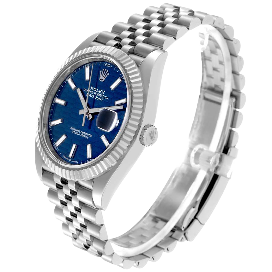 Rolex Datejust 41mm Steel White Gold Fluted Motif Dial Mens Watch 126334 - Image 2