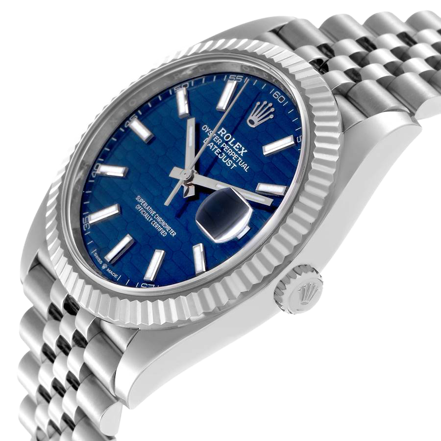 Rolex Datejust 41mm Steel White Gold Fluted Motif Dial Mens Watch 126334 - Image 5