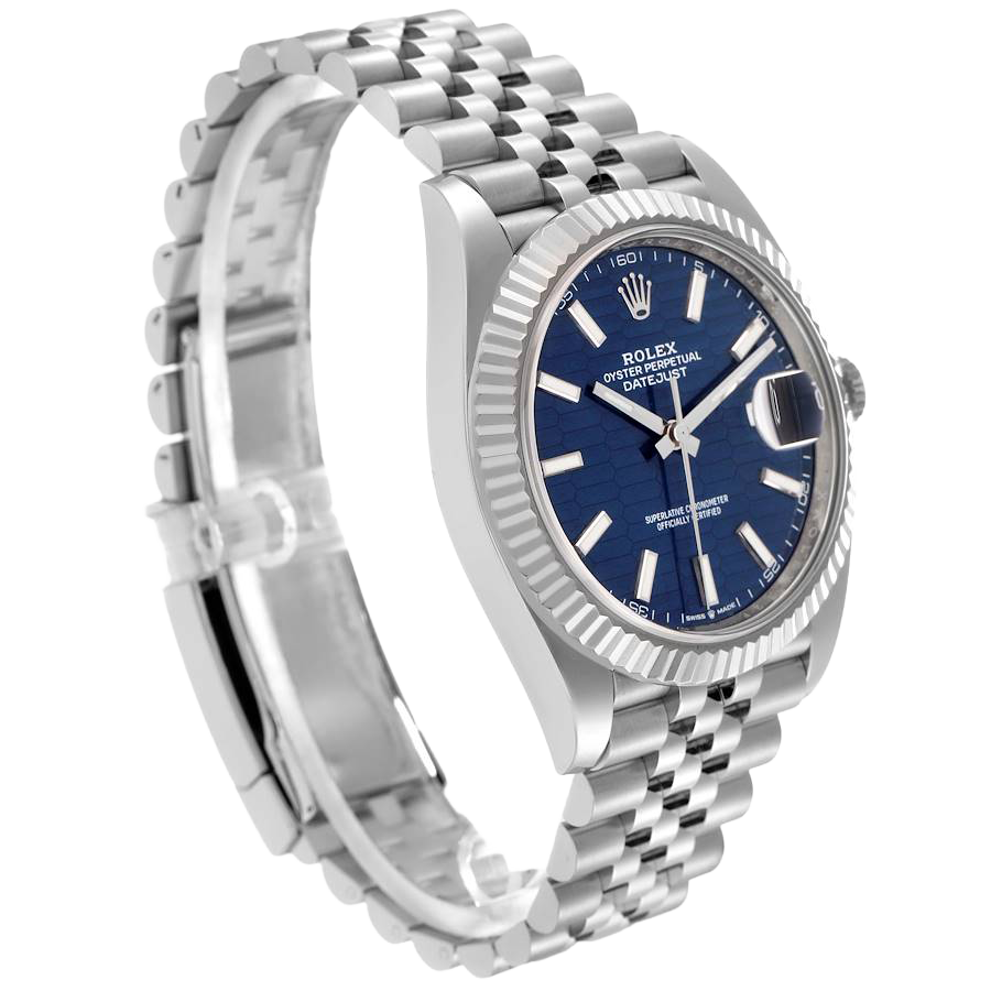 Rolex Datejust 41mm Steel White Gold Fluted Motif Dial Mens Watch 126334 - Image 4