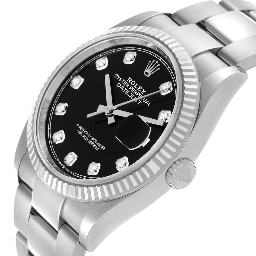 Rolex Datejust 36mm Steel White Gold Black Diamond Dial Mens Watch 126234 - Image 5