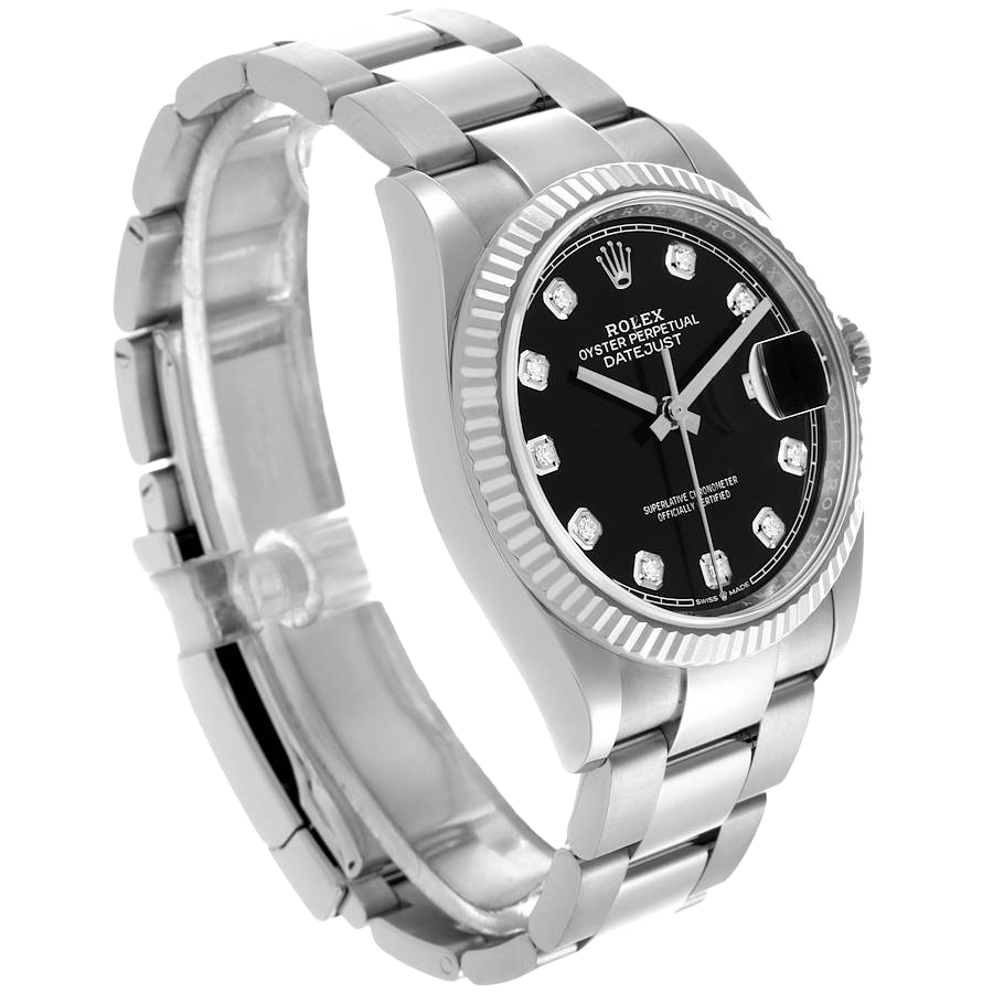 Rolex Datejust 36mm Steel White Gold Black Diamond Dial Mens Watch 126234 - Image 4