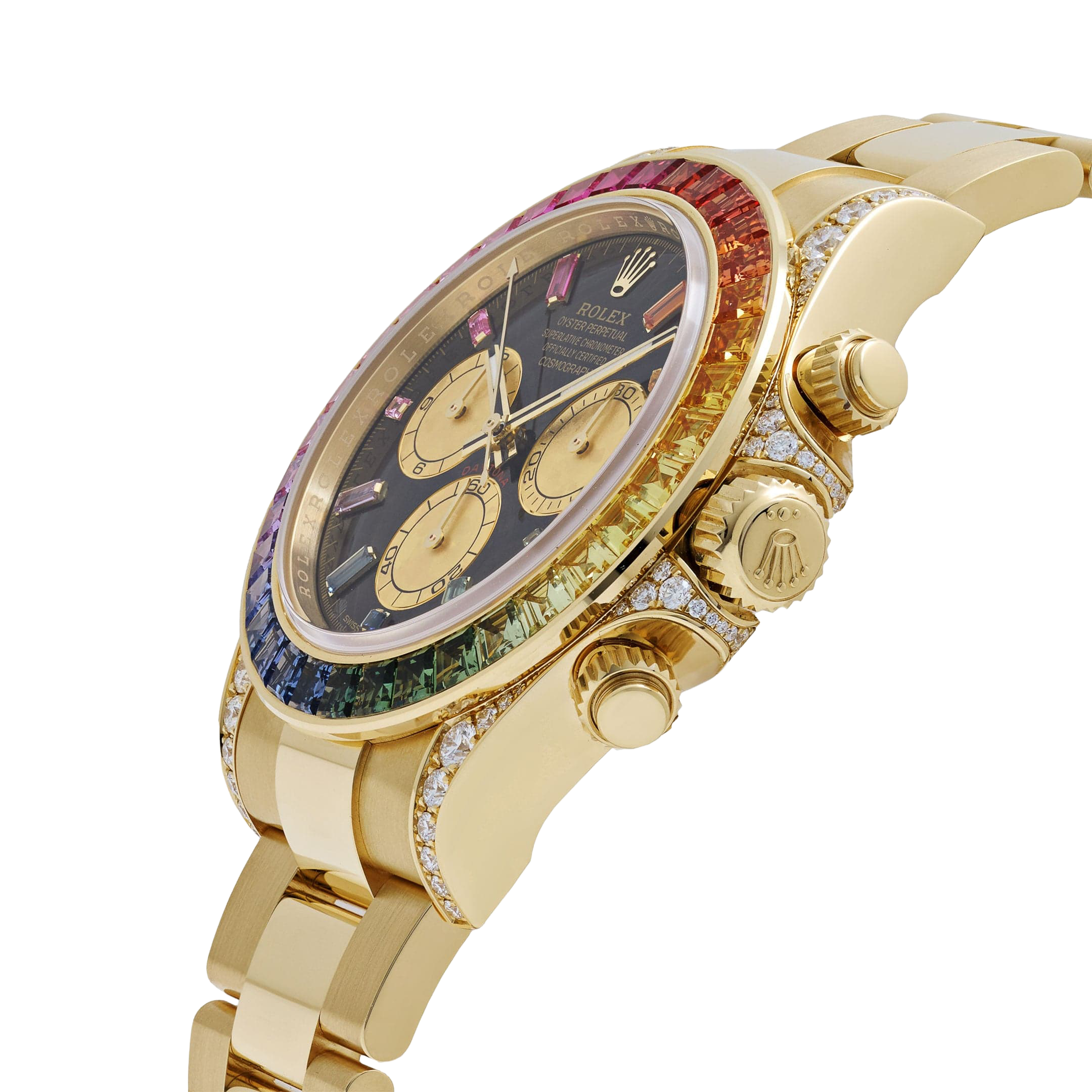 Rolex Daytona 126598RBOW 40mm Rainbow Yellow Gold Black Dial Sapphire Bezel - Image 8