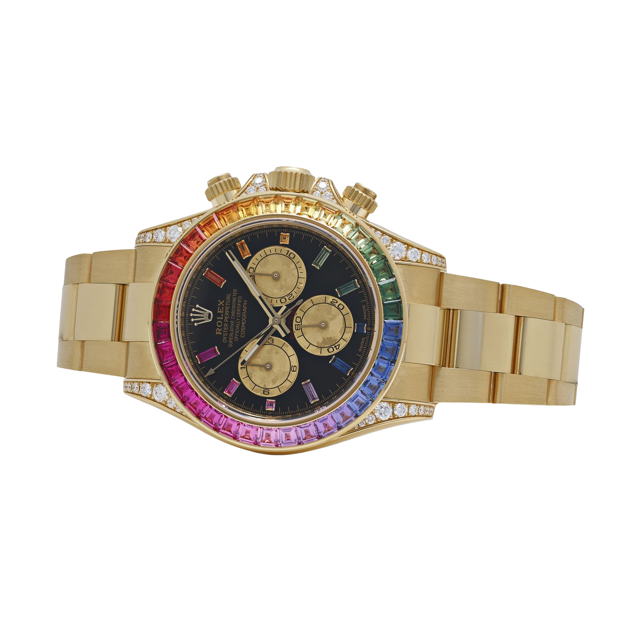 Rolex Daytona 126598RBOW 40mm Rainbow Yellow Gold Black Dial Sapphire Bezel - Image 9