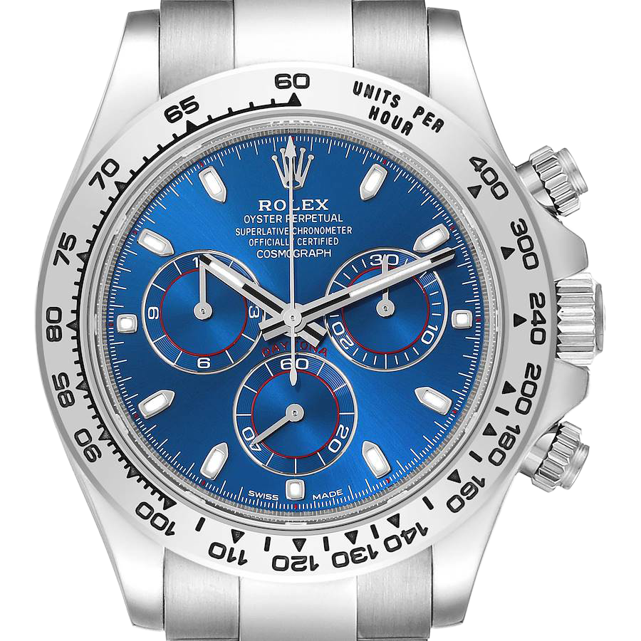 Rolex Daytona Blue Dial 40mmWhite Gold Chronograph Mens Watch 116509 - Image 3