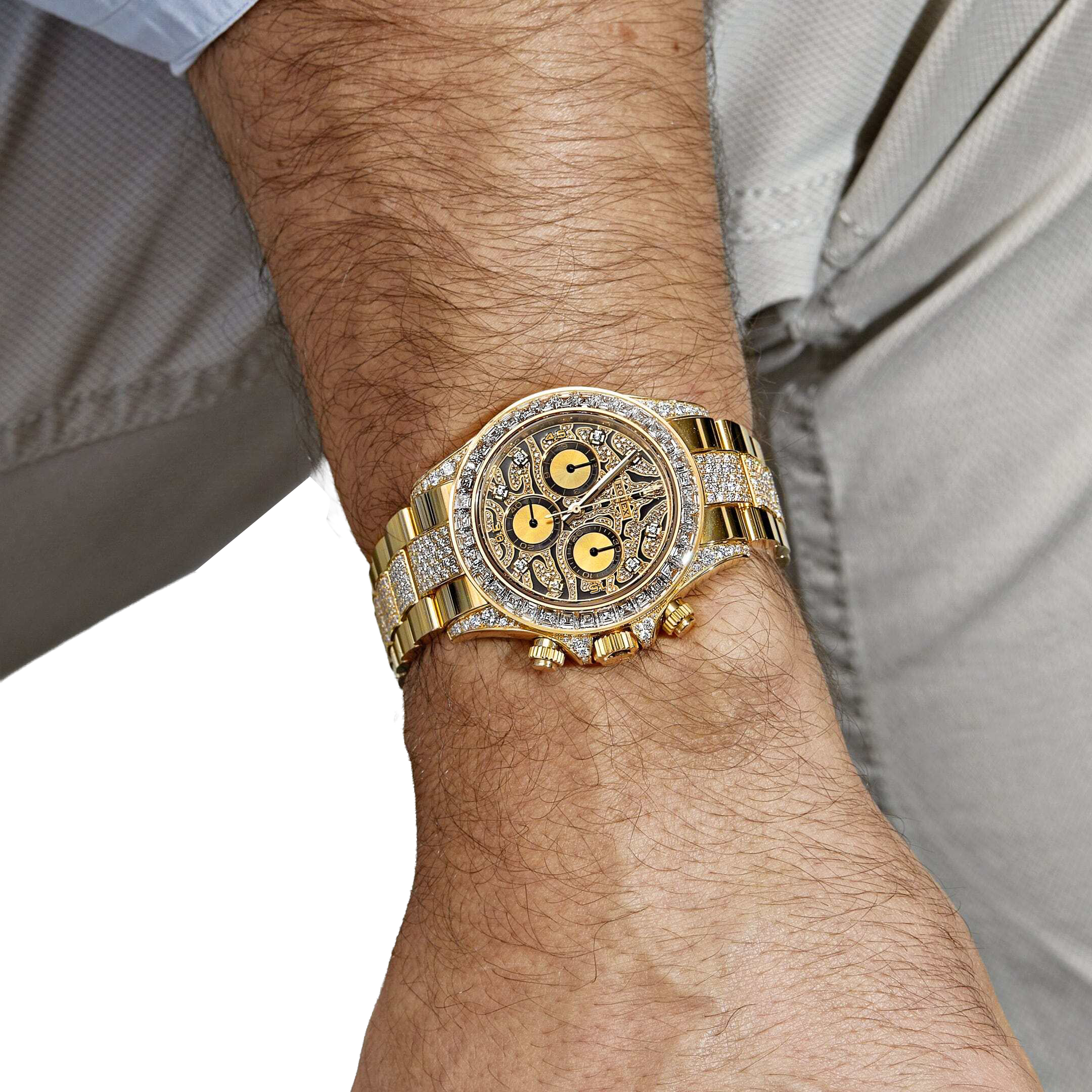 Rolex Daytona Eye of the Tiger 116598TBR Yellow Gold Diamond Dial with Diamond Bracelet (Super Clone) - Image 2