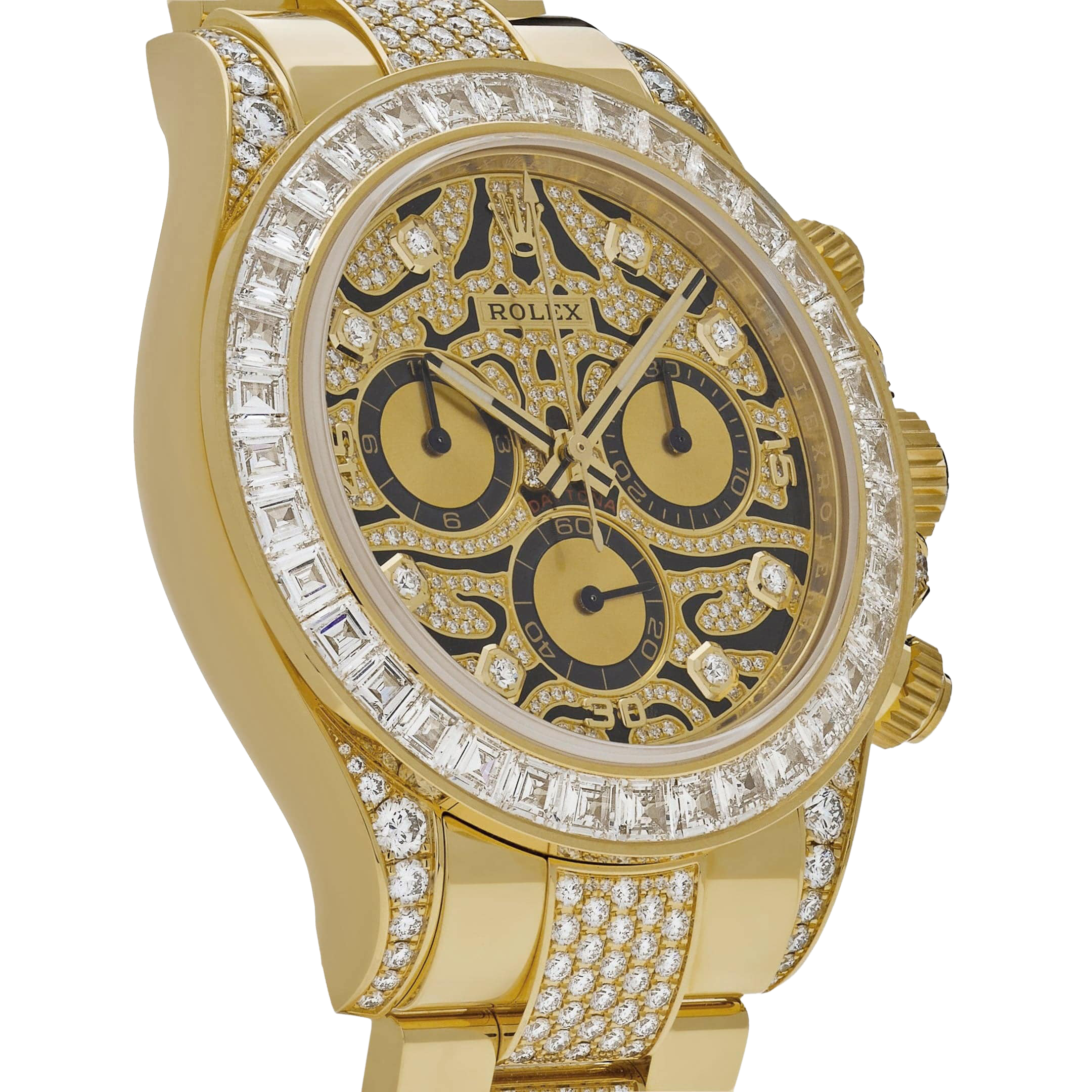 Rolex Daytona Eye of the Tiger 116598TBR Yellow Gold Diamond Dial with Diamond Bracelet (Super Clone) - Image 4