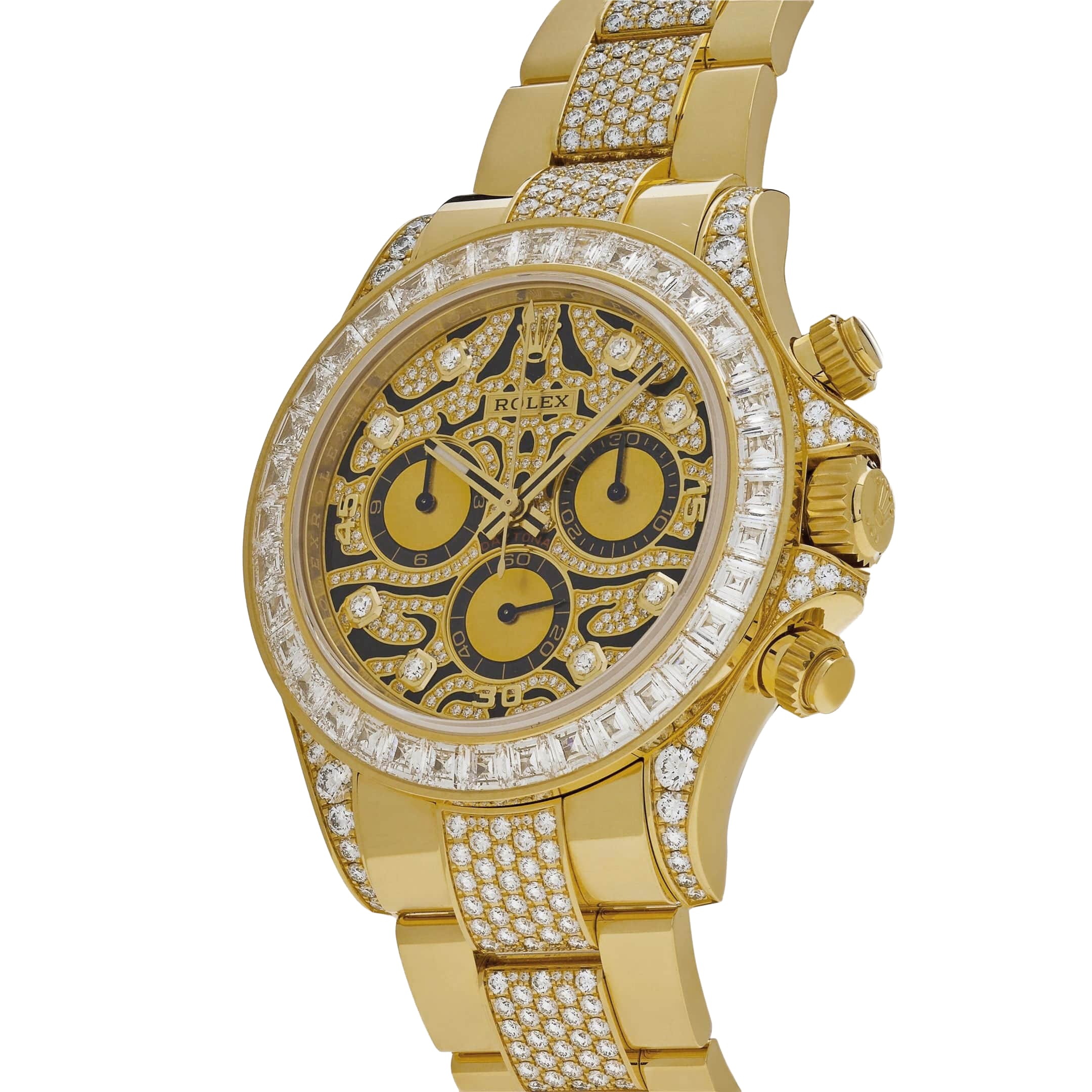 Rolex Daytona Eye of the Tiger 116598TBR Yellow Gold Diamond Dial with Diamond Bracelet (Super Clone) - Image 3
