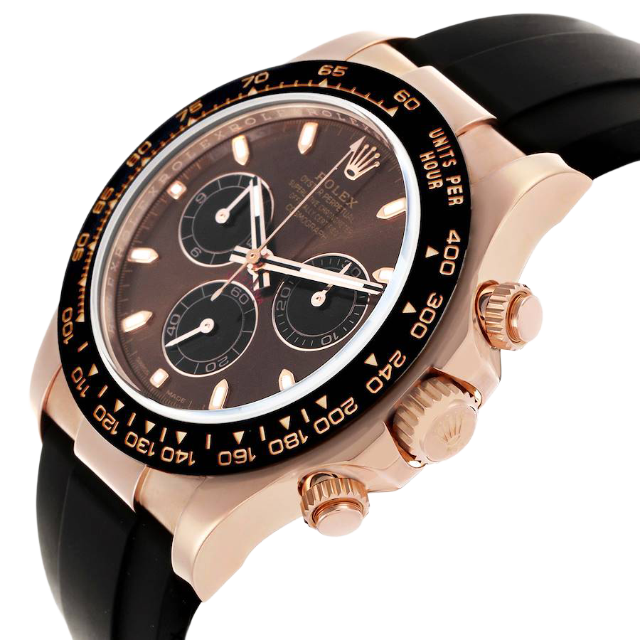 Rolex Daytona 40mm Rose Gold Oysterflex Chocolate Dial Mens Watch 116515 - Image 3