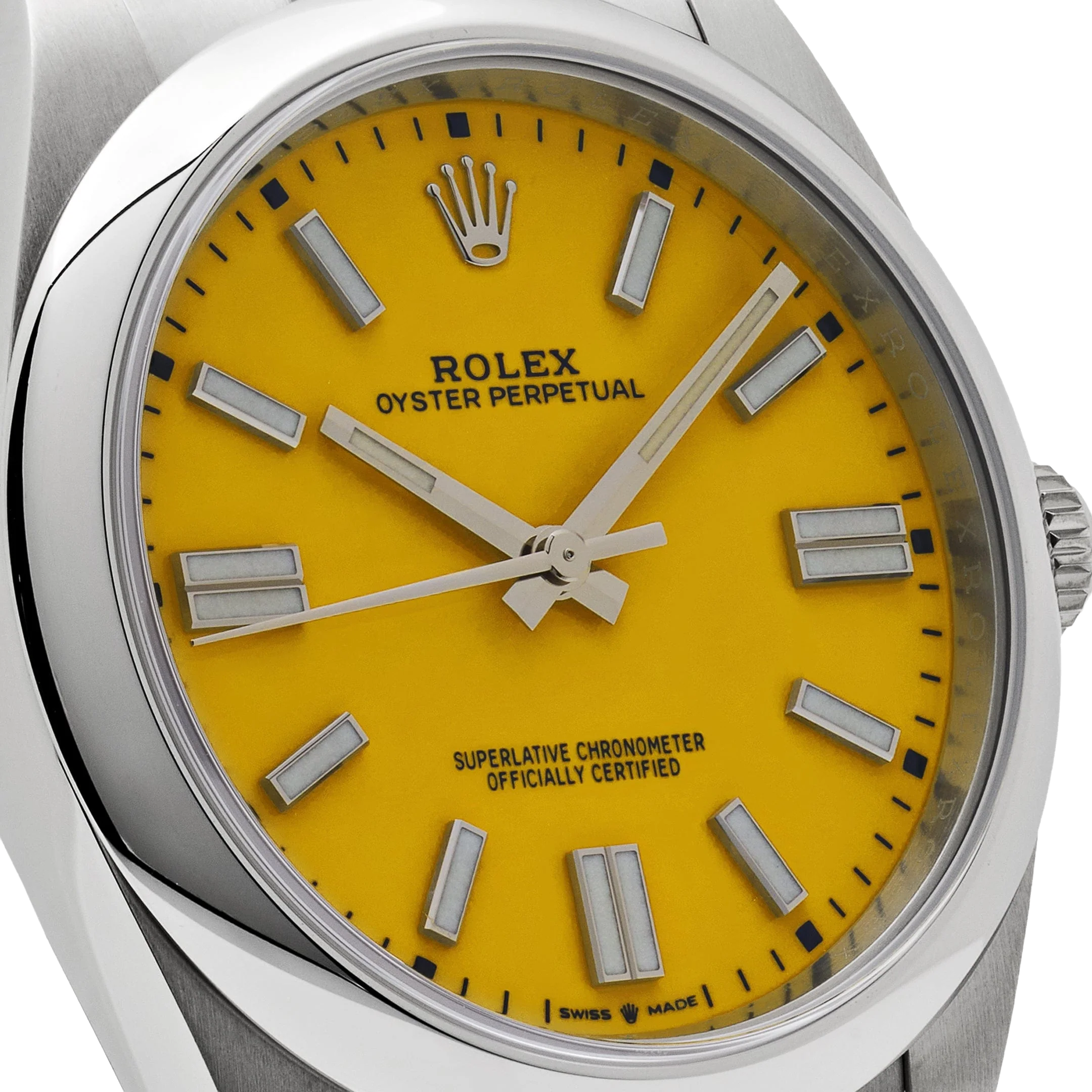Rolex Oyster Perpetual 41mm Stainless Steel Yellow Dial Men Watch 124300-0004 - Image 5