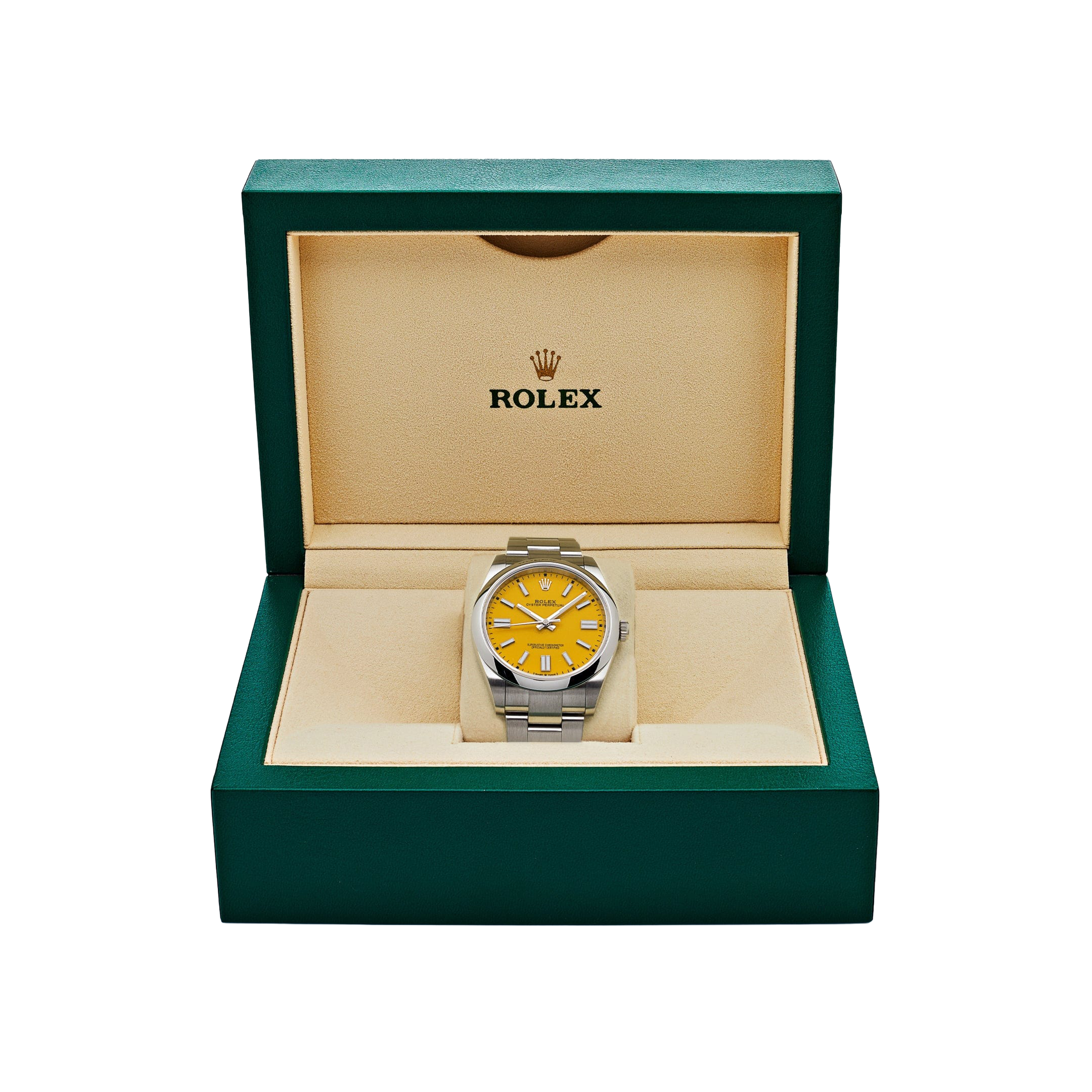 Rolex Oyster Perpetual 41mm Stainless Steel Yellow Dial Men Watch 124300-0004 - Image 7