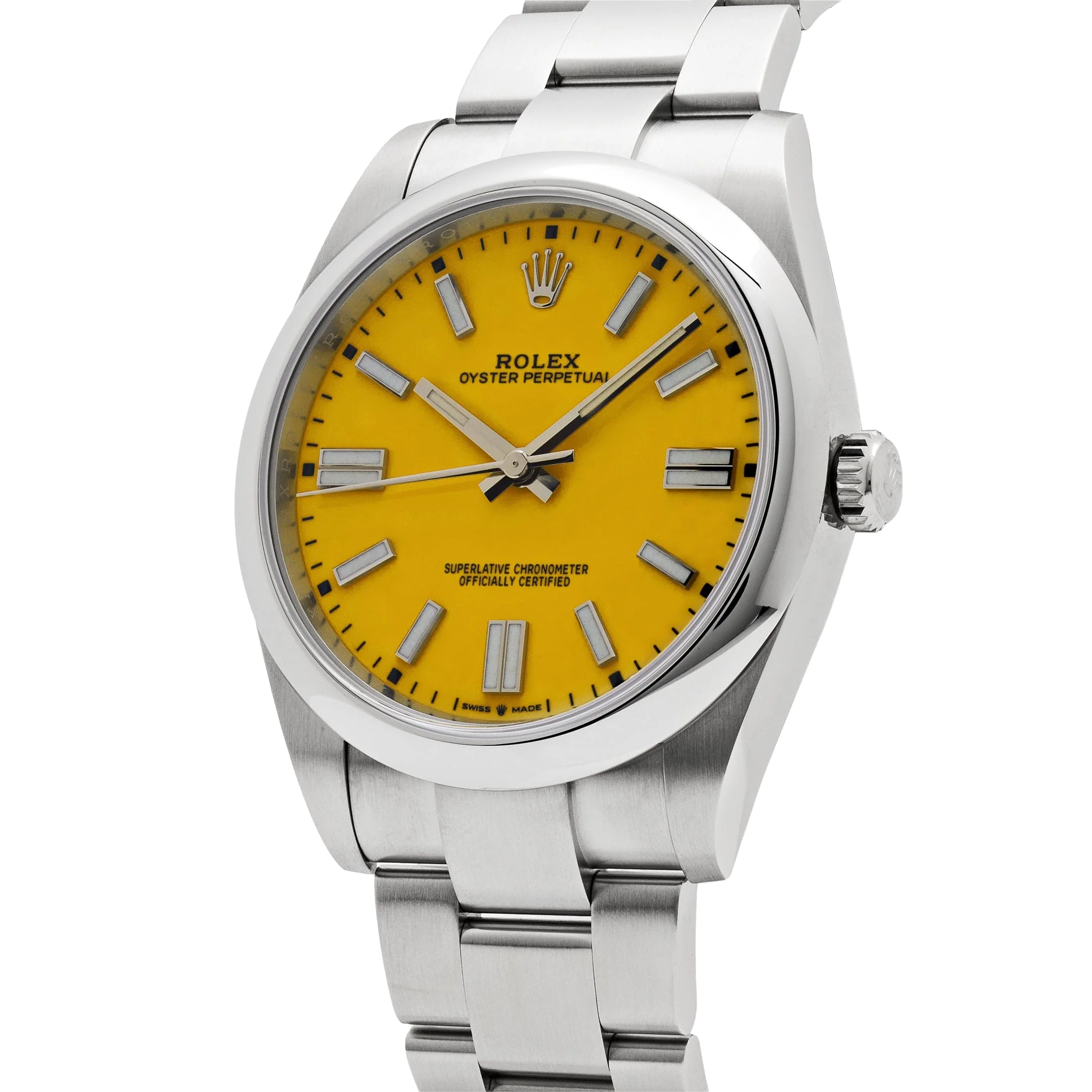 Rolex Oyster Perpetual 41mm Stainless Steel Yellow Dial Men Watch 124300-0004 - Image 3