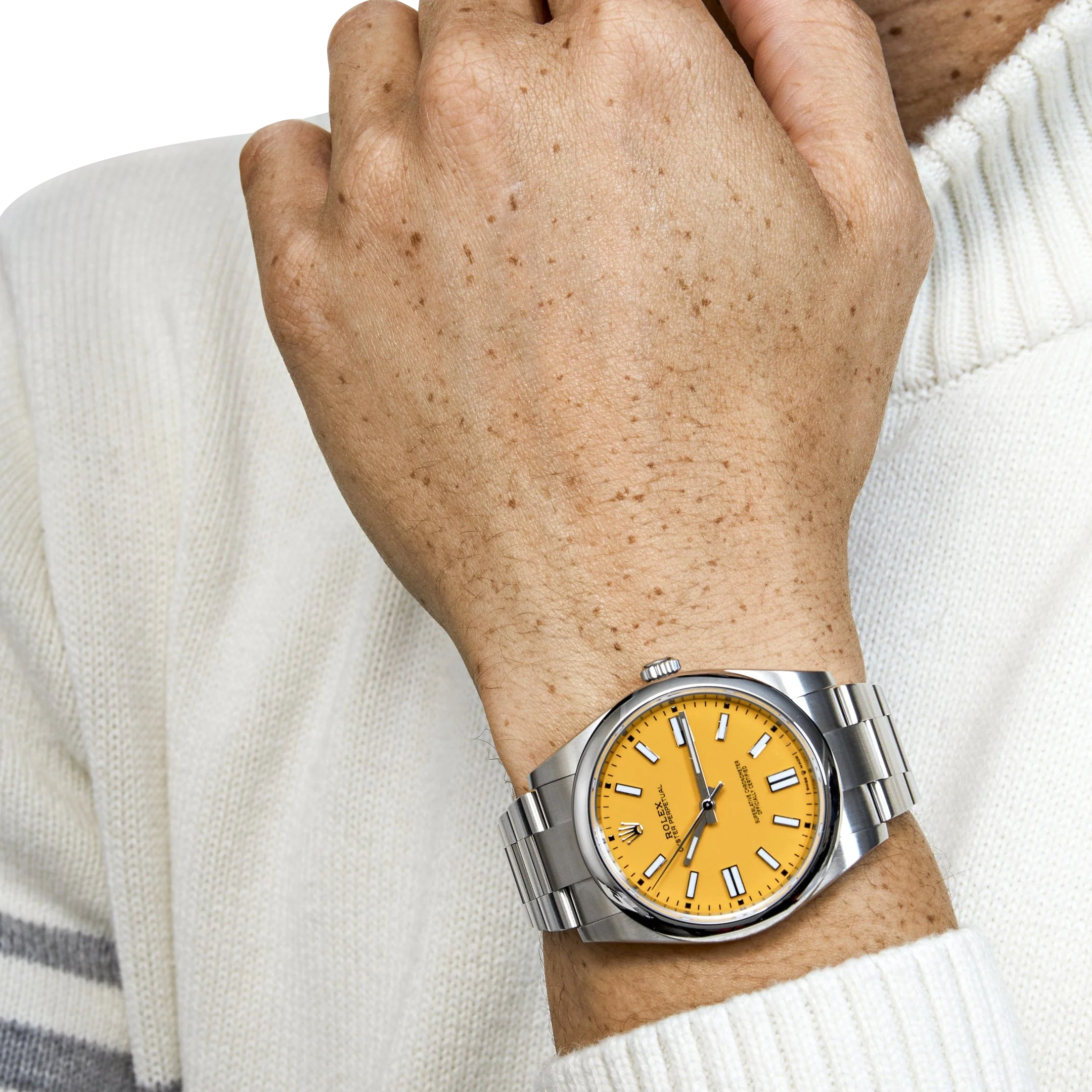 Rolex Oyster Perpetual 41mm Stainless Steel Yellow Dial Men Watch 124300-0004 - Image 2