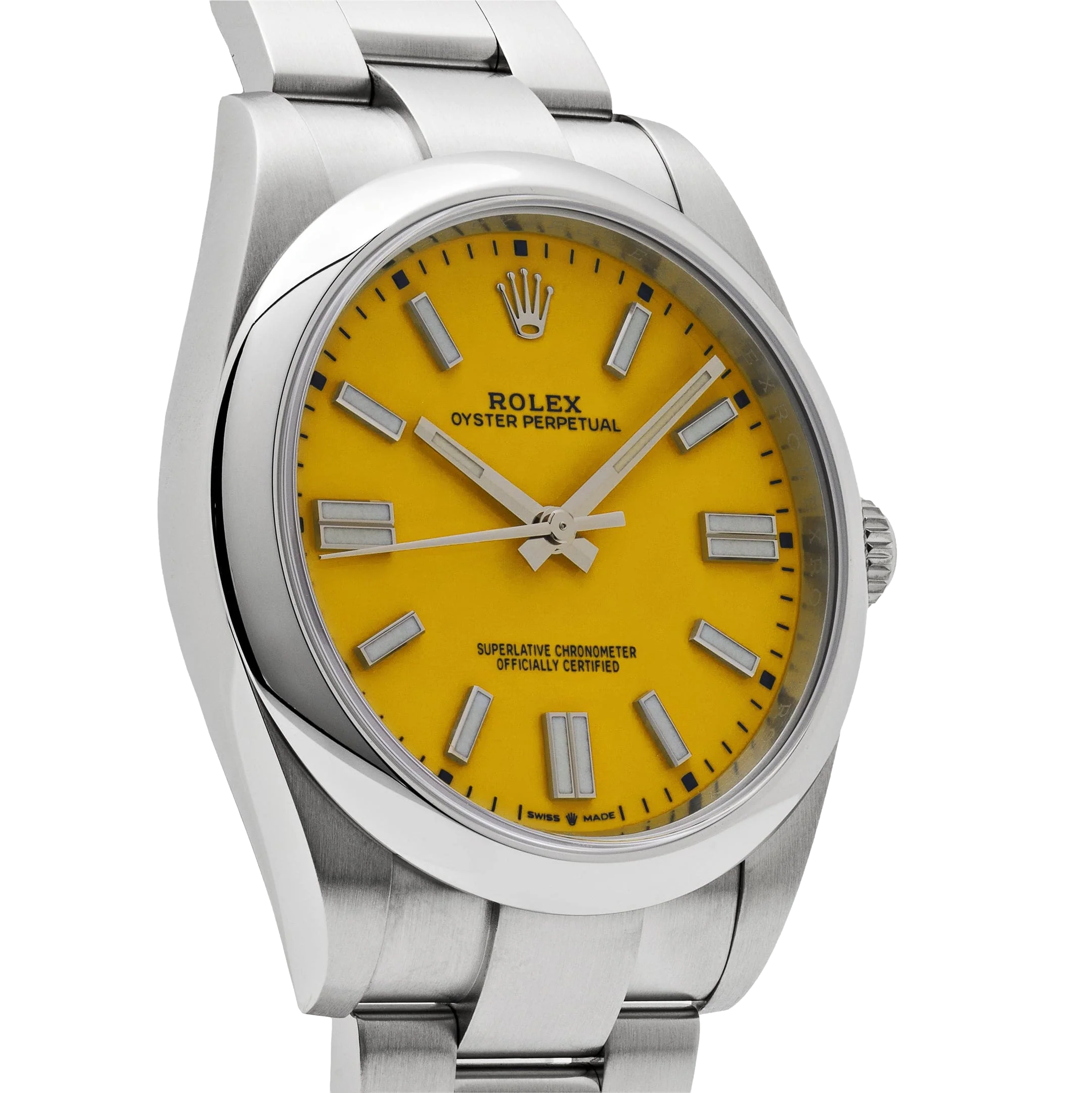 Rolex Oyster Perpetual 41mm Stainless Steel Yellow Dial Men Watch 124300-0004 - Image 4