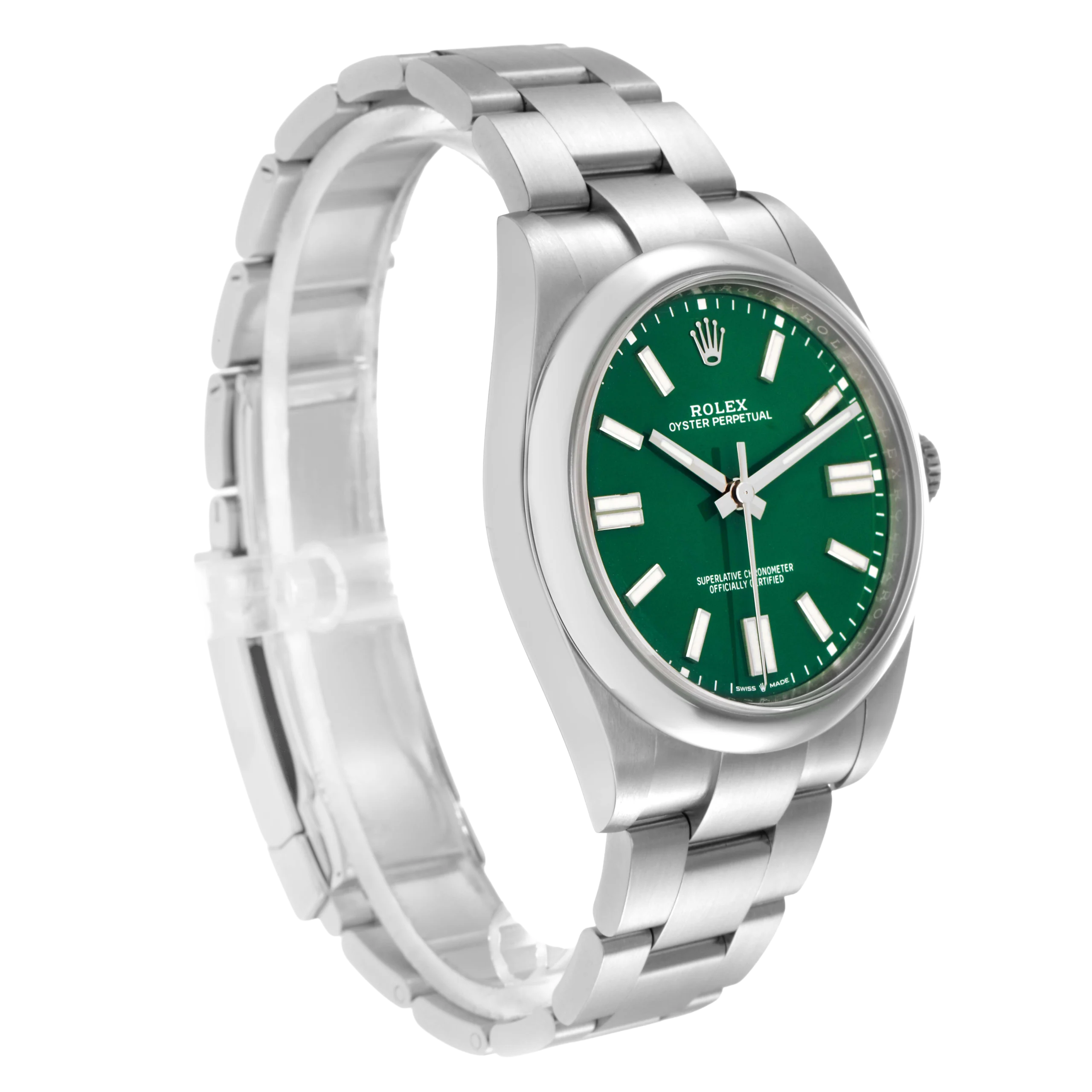 Rolex Oyster Perpetual 41mm Green Dial Steel Mens Watch 124300 - Image 4