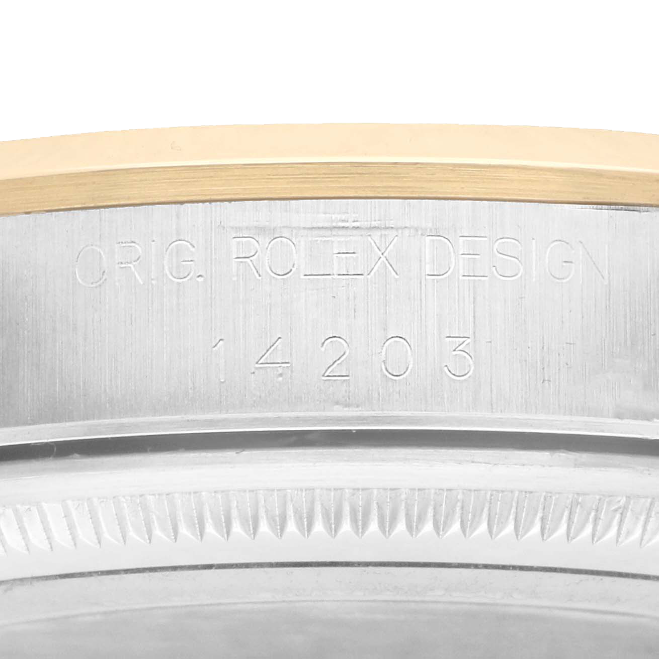 Rolex Oyster Perpetual 34mm Steel Yellow Gold Slate Dial Mens Watch 14203 - Image 9