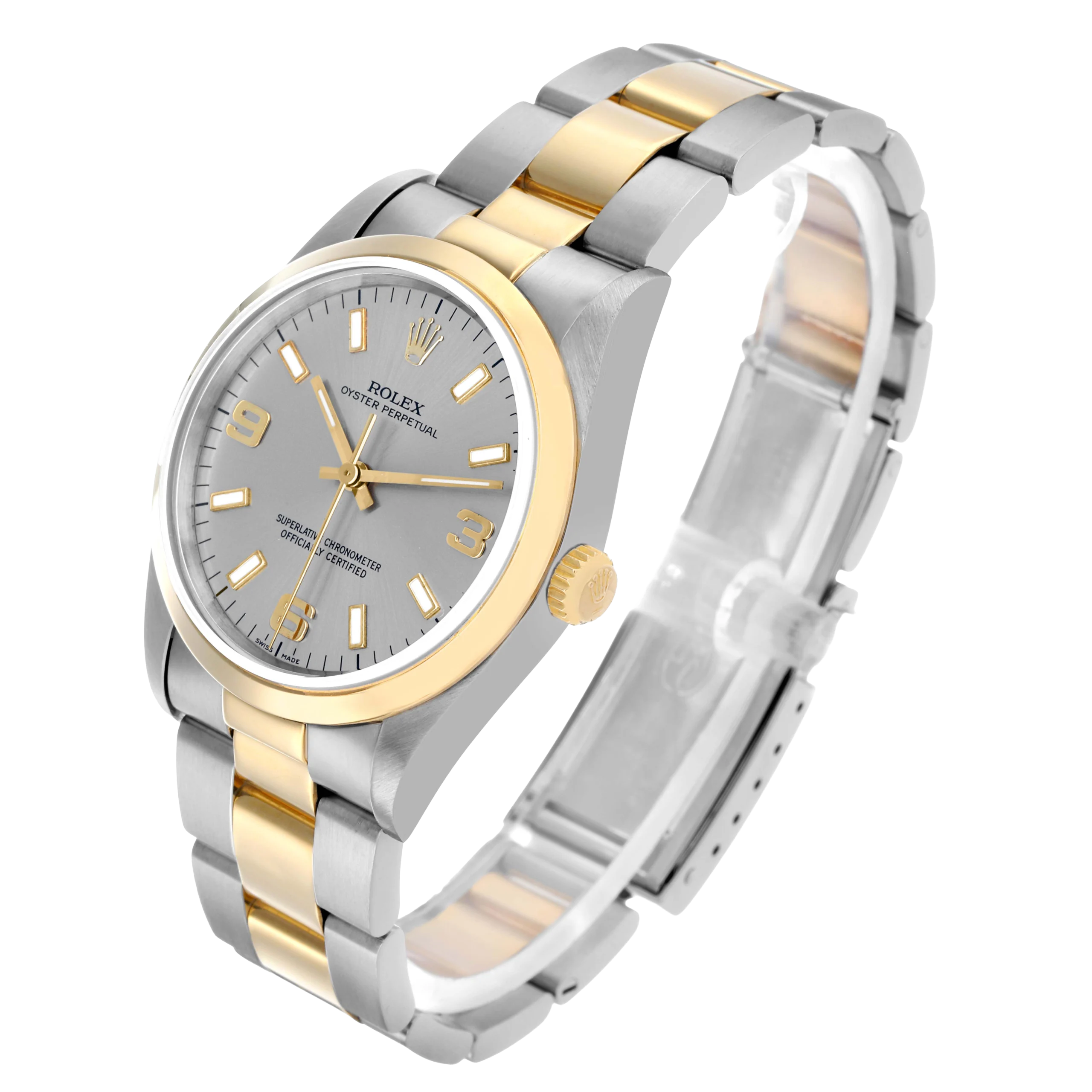 Rolex Oyster Perpetual 34mm Steel Yellow Gold Slate Dial Mens Watch 14203 - Image 2