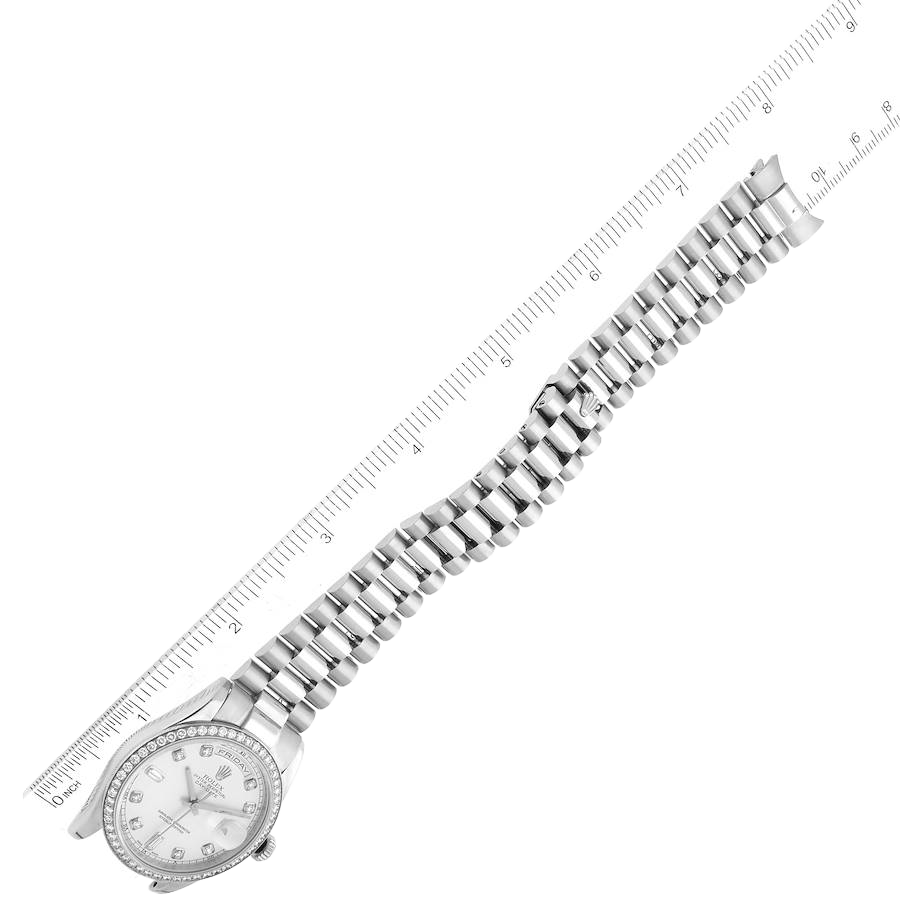 Rolex President Day-Date 36mm Platinum Diamond Mens Watch 118346 - Image 10