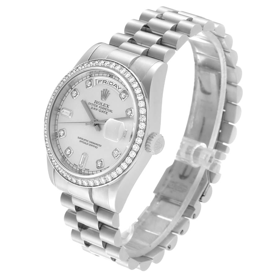 Rolex President Day-Date 36mm Platinum Diamond Mens Watch 118346 - Image 2