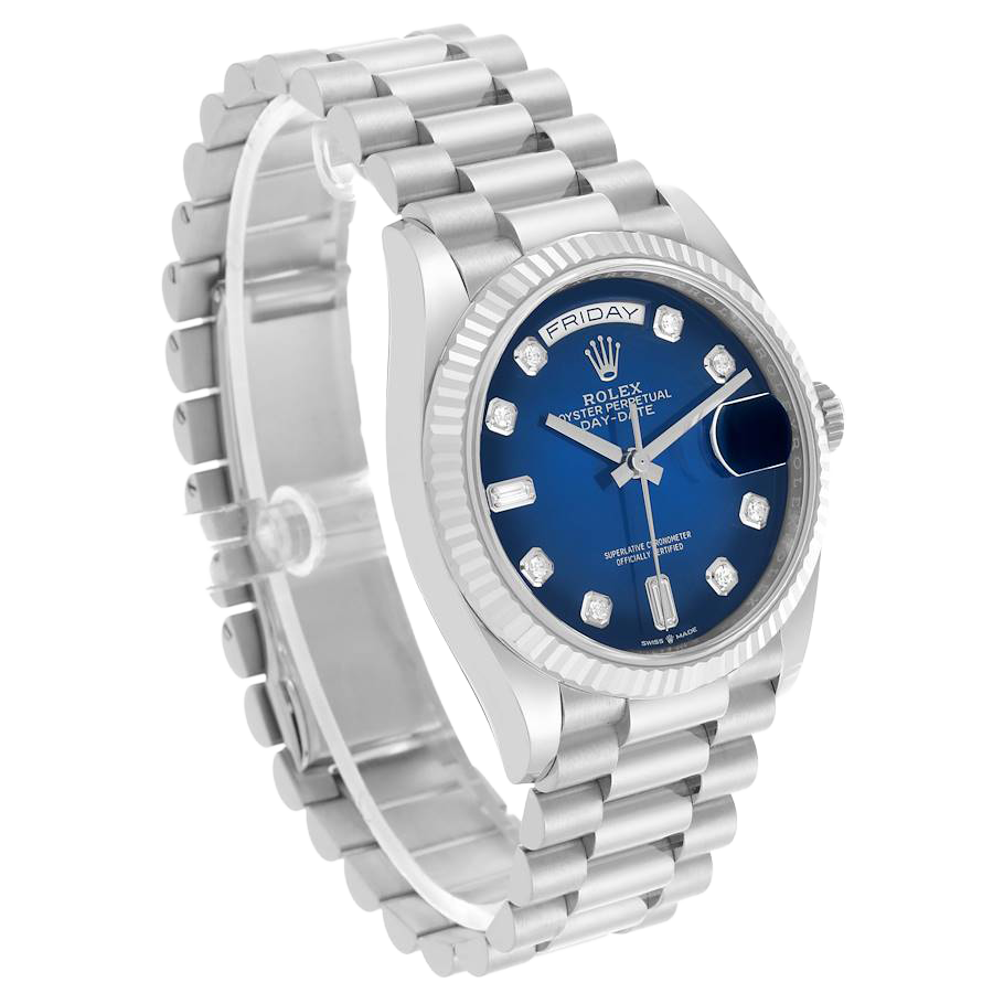 Rolex President Day-Date 36mm White Gold Ombre Diamond Dial Mens Watch 128239 - Image 4