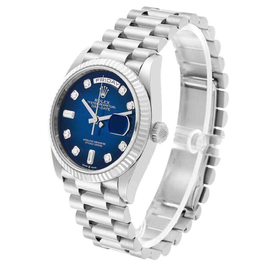 Rolex President Day-Date 36mm White Gold Ombre Diamond Dial Mens Watch 128239 - Image 2