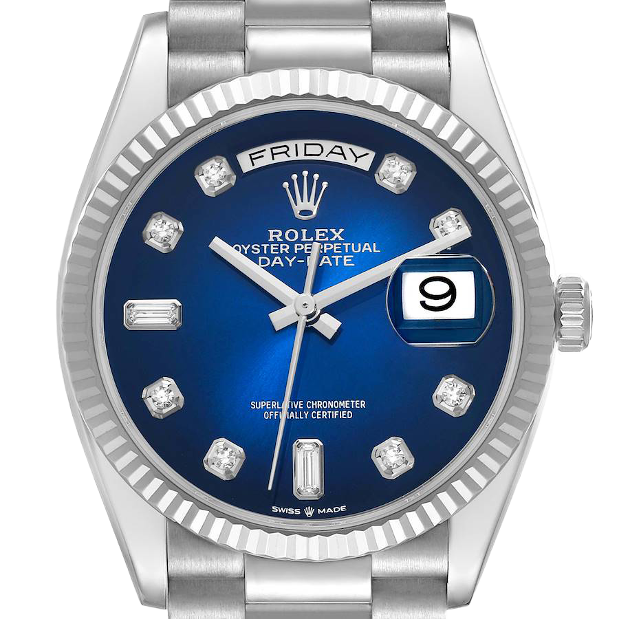 Rolex President Day-Date 36mm White Gold Ombre Diamond Dial Mens Watch 128239 - Image 3