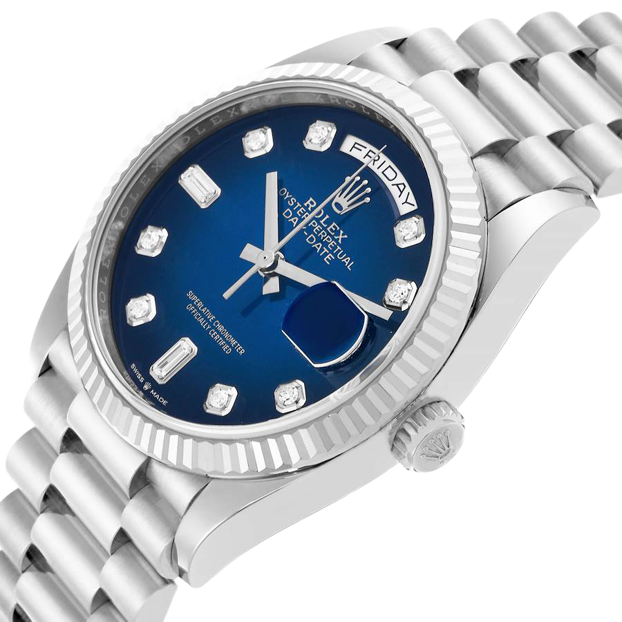 Rolex President Day-Date 36mm White Gold Ombre Diamond Dial Mens Watch 128239 - Image 5
