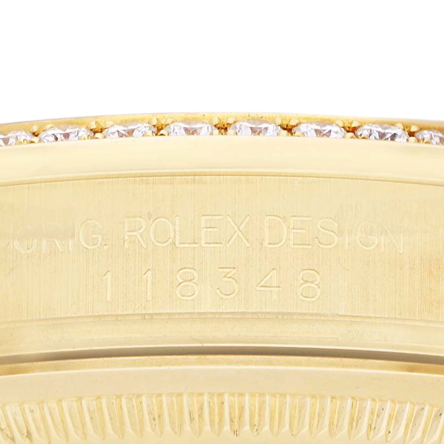 Rolex President Day-Date 36mm Yellow Gold Diamond Bezel Mens Watch 118348 - Image 10