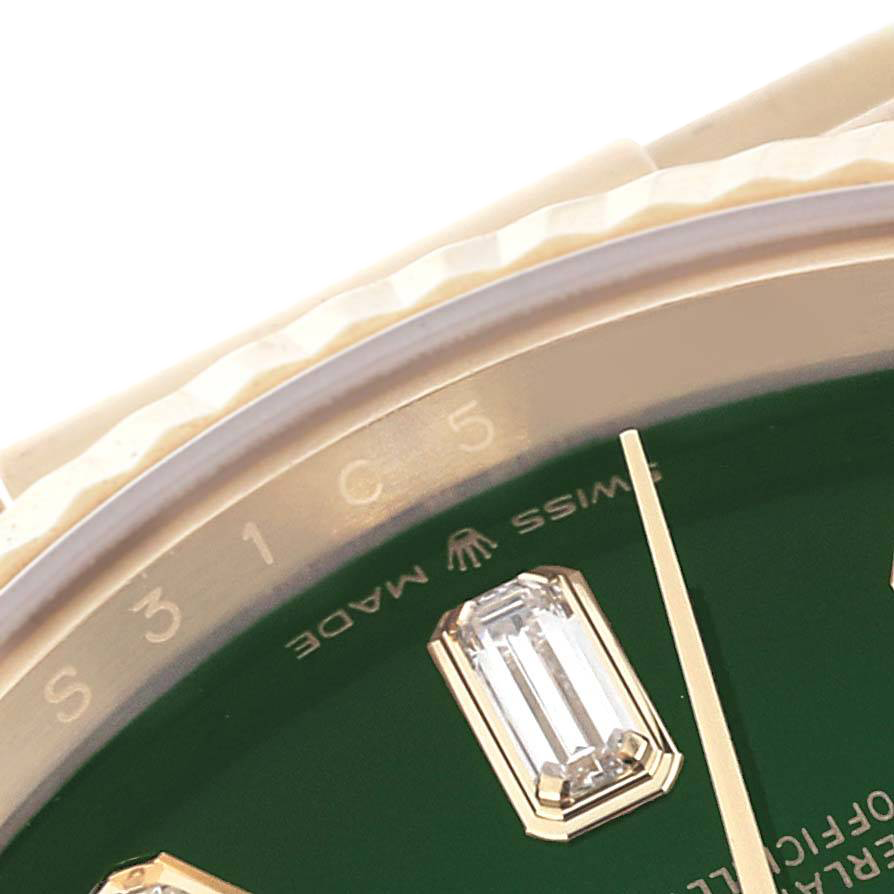 Rolex President Day-Date 36mm Yellow Gold Green Diamond Dial Mens Watch 128238 - Image 7