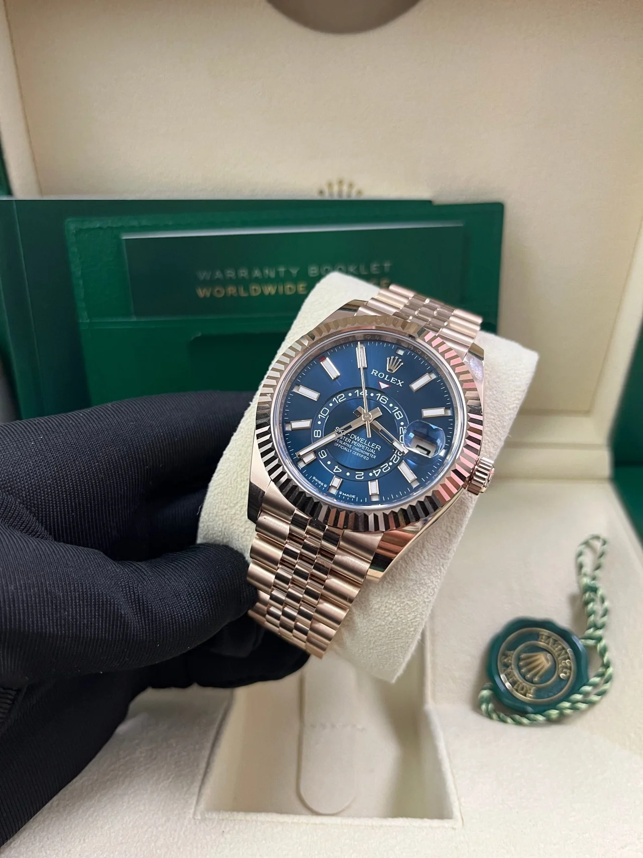 Rolex Sky-Dweller 42mm Blue Dial Rose Gold Jubilee Bracelet 336935 - Image 6